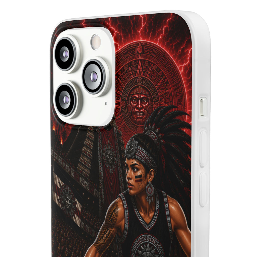 Aztec Basketball Female Warrior – Flexi Phone Case (iPhone & Samsung • Clear TPU • Made & Shipped in the USA • 🚚 FREE USA Shipping • Personalized Option)