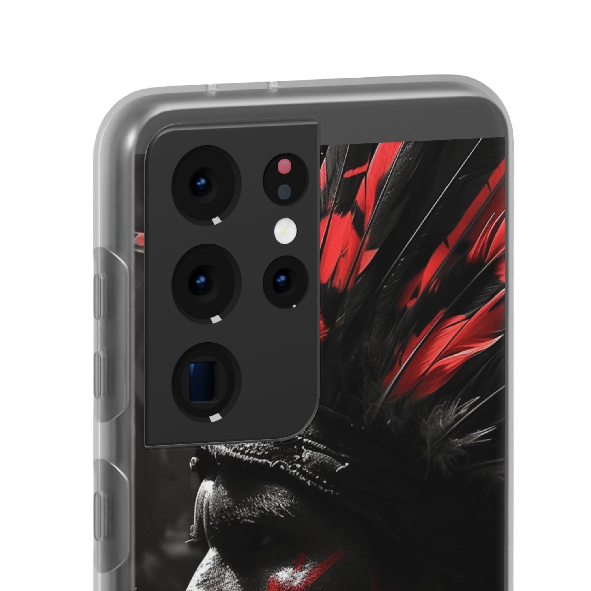 Aztec Jaguar Warrior – Flexi Phone Case (iPhone & Samsung • Clear TPU • Made in USA • Personalized Option)