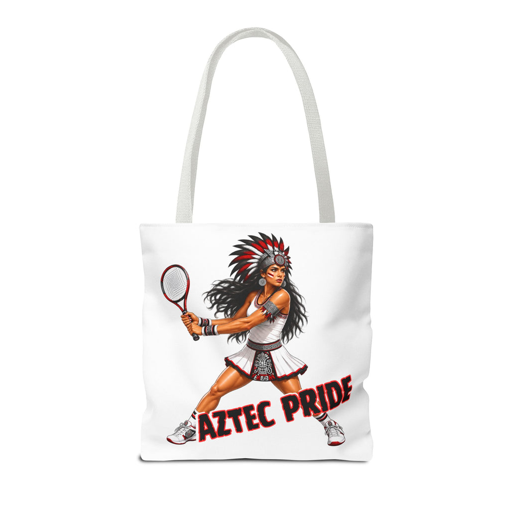 Aztec Tennis Female Warrior Tote Bag | Aztec-Inspired AI Art • Made & Shipped in the USA • 🚚 FREE USA Shipping • FREE Personalization