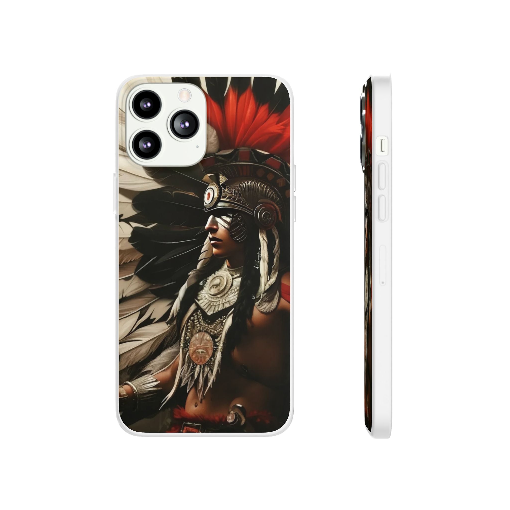 Aztec Fierce Warrior – Flexi Phone Case (iPhone & Samsung • Clear TPU • Made in USA • Personalized Option)