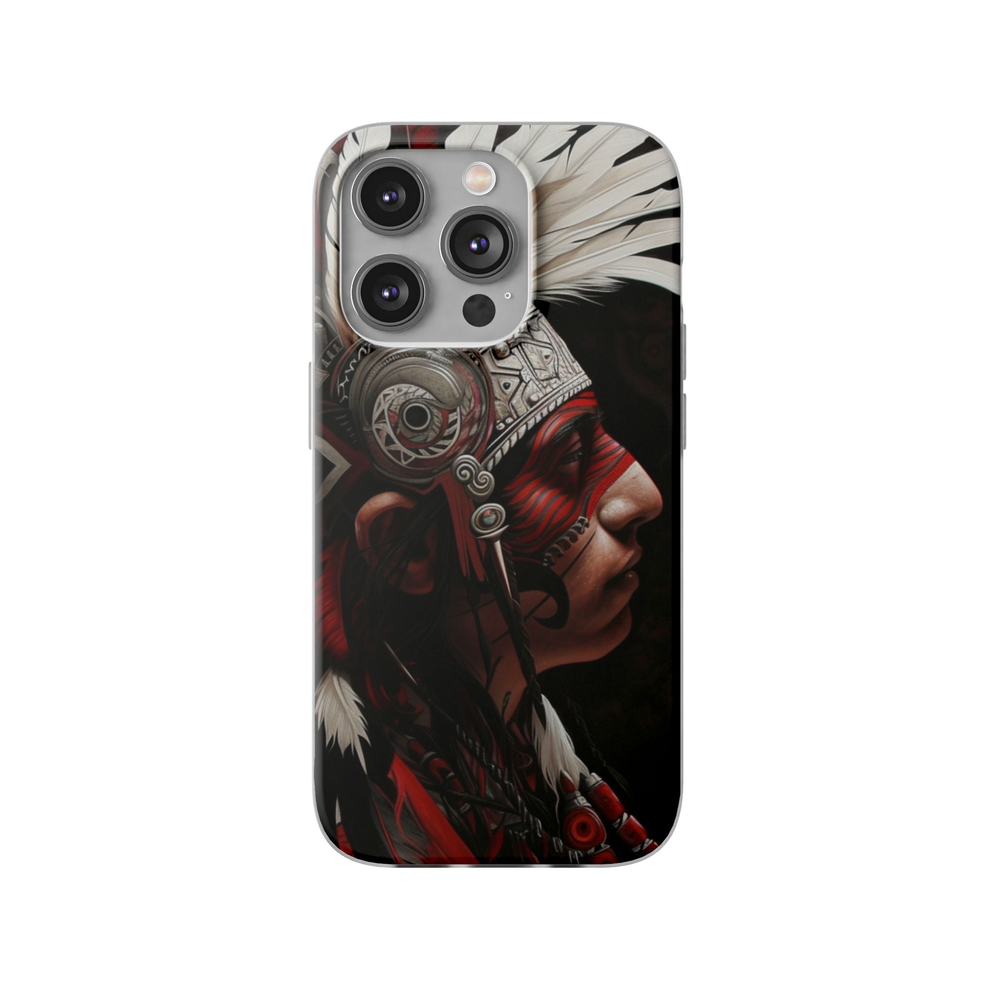 Aztec Warrior King – Flexi Phone Case (iPhone & Samsung • Clear TPU • Made in USA • Personalized Option)