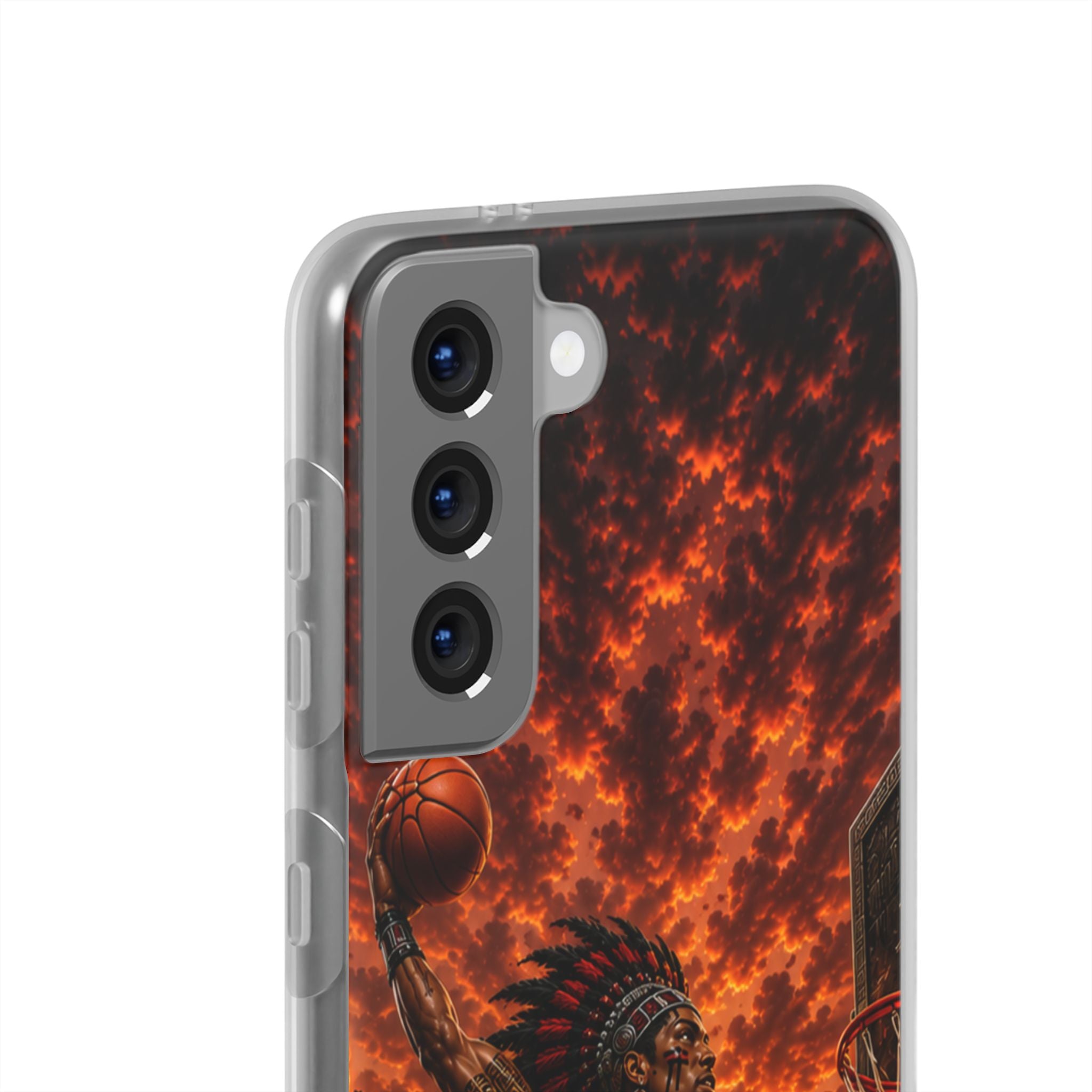Aztec Basketball Male Warrior – Flexi Phone Case (iPhone & Samsung • Clear TPU • Made & Shipped in the USA • 🚚 FREE USA Shipping • Personalized Option)