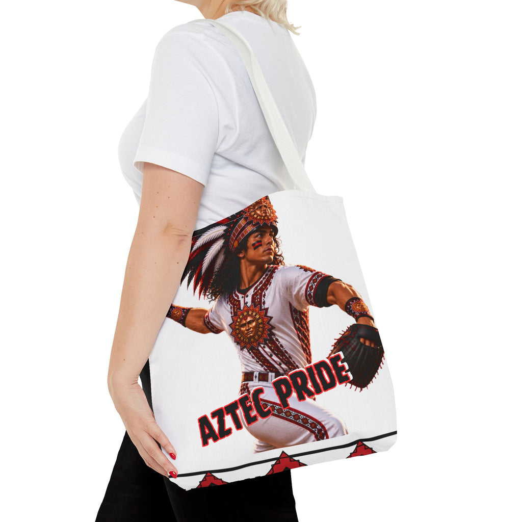 Aztec Baseball Warrior Tote Bag | Aztec-Inspired AI Art • Made & Shipped in the USA • 🚚 FREE USA Shipping • FREE Personalization