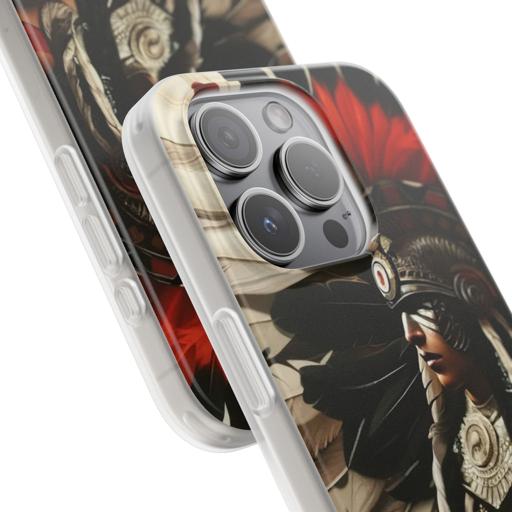 Aztec Fierce Warrior – Flexi Phone Case (iPhone & Samsung • Clear TPU • Made in USA • Personalized Option)