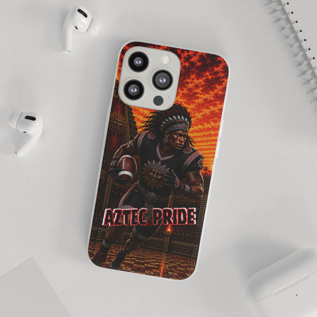 Aztec Football Warrior – Flexi Phone Case (iPhone & Samsung • Clear TPU • Made & Shipped in the USA • 🚚 FREE USA Shipping • Personalized Option)