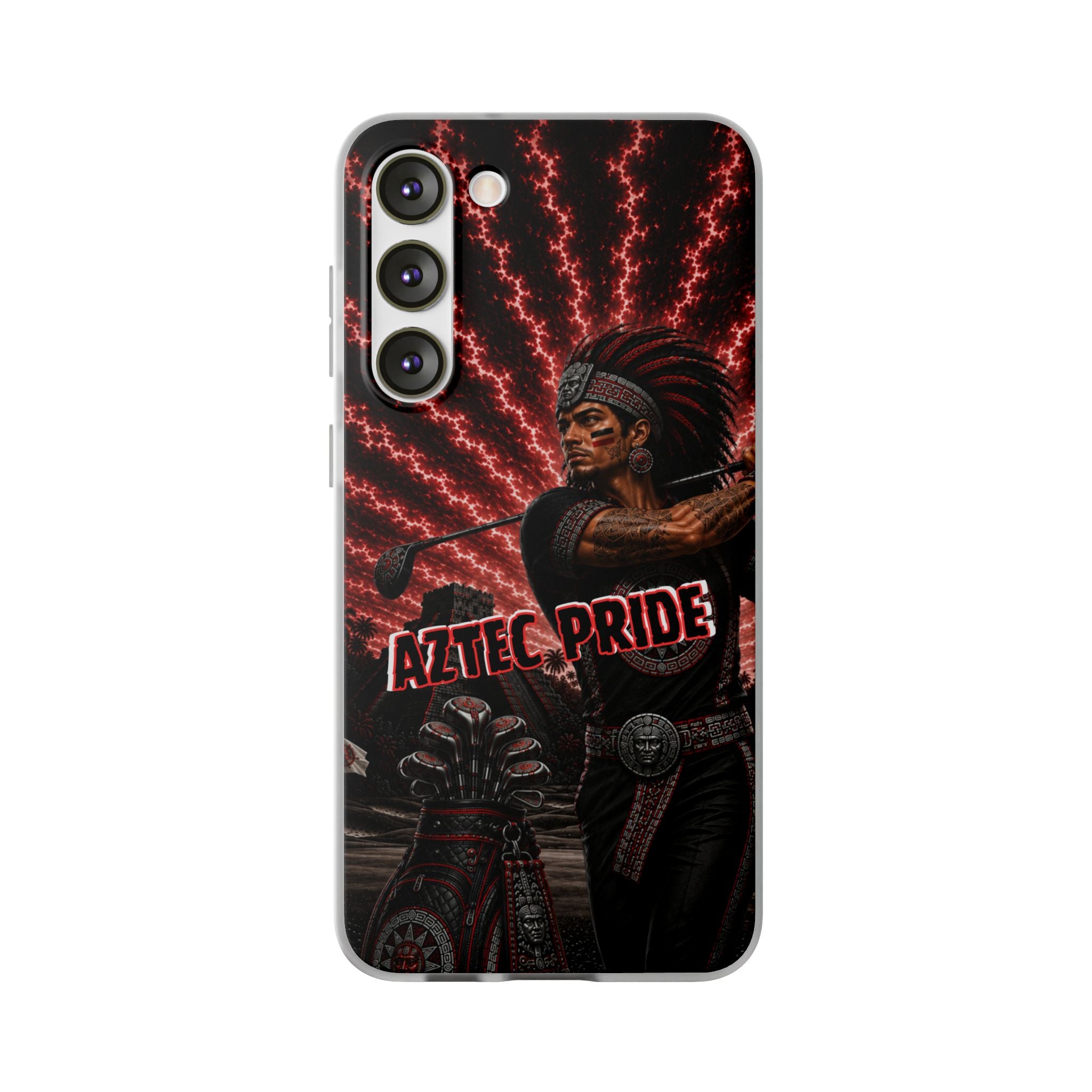 Aztec Golf Male Warrior – Flexi Phone Case (iPhone & Samsung • Clear TPU • Made & Shipped in the USA • 🚚 FREE USA Shipping • Personalized Option)