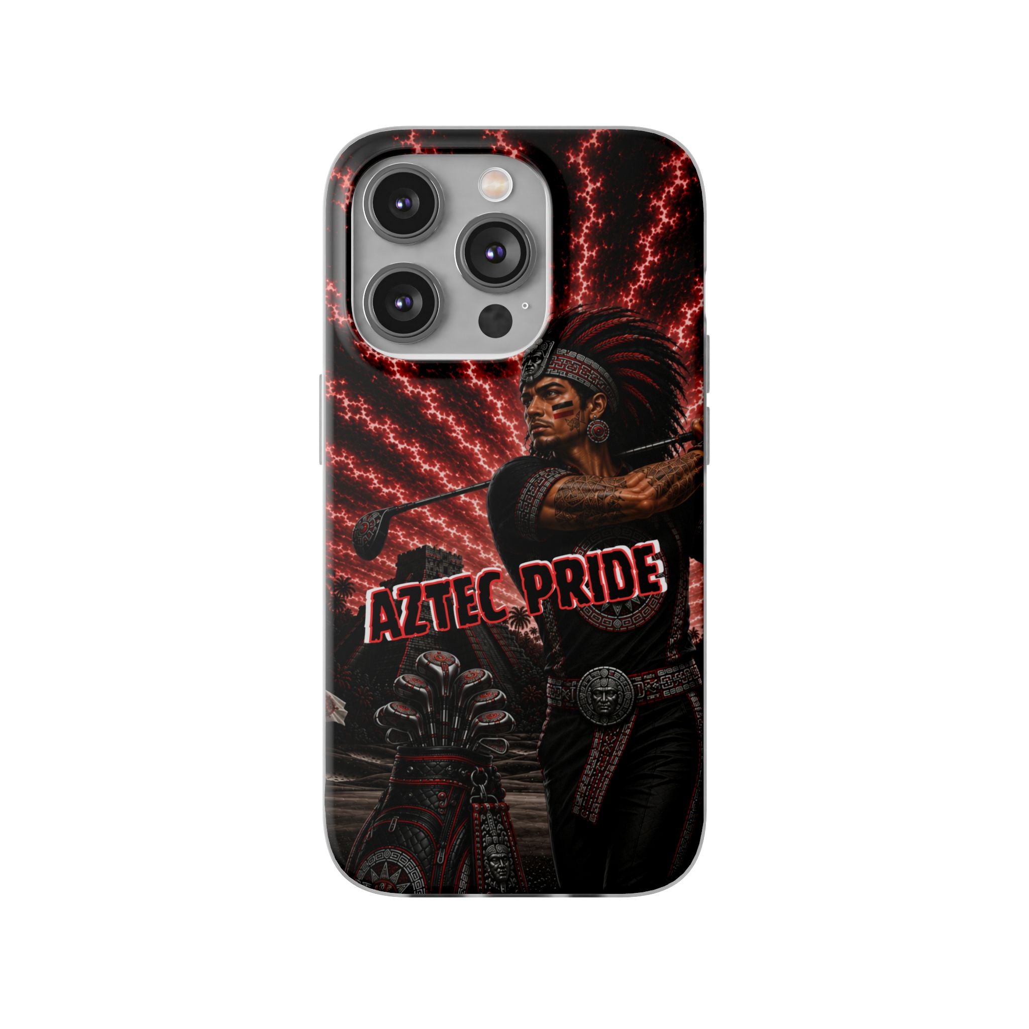 Aztec Golf Male Warrior – Flexi Phone Case (iPhone & Samsung • Clear TPU • Made & Shipped in the USA • 🚚 FREE USA Shipping • Personalized Option)