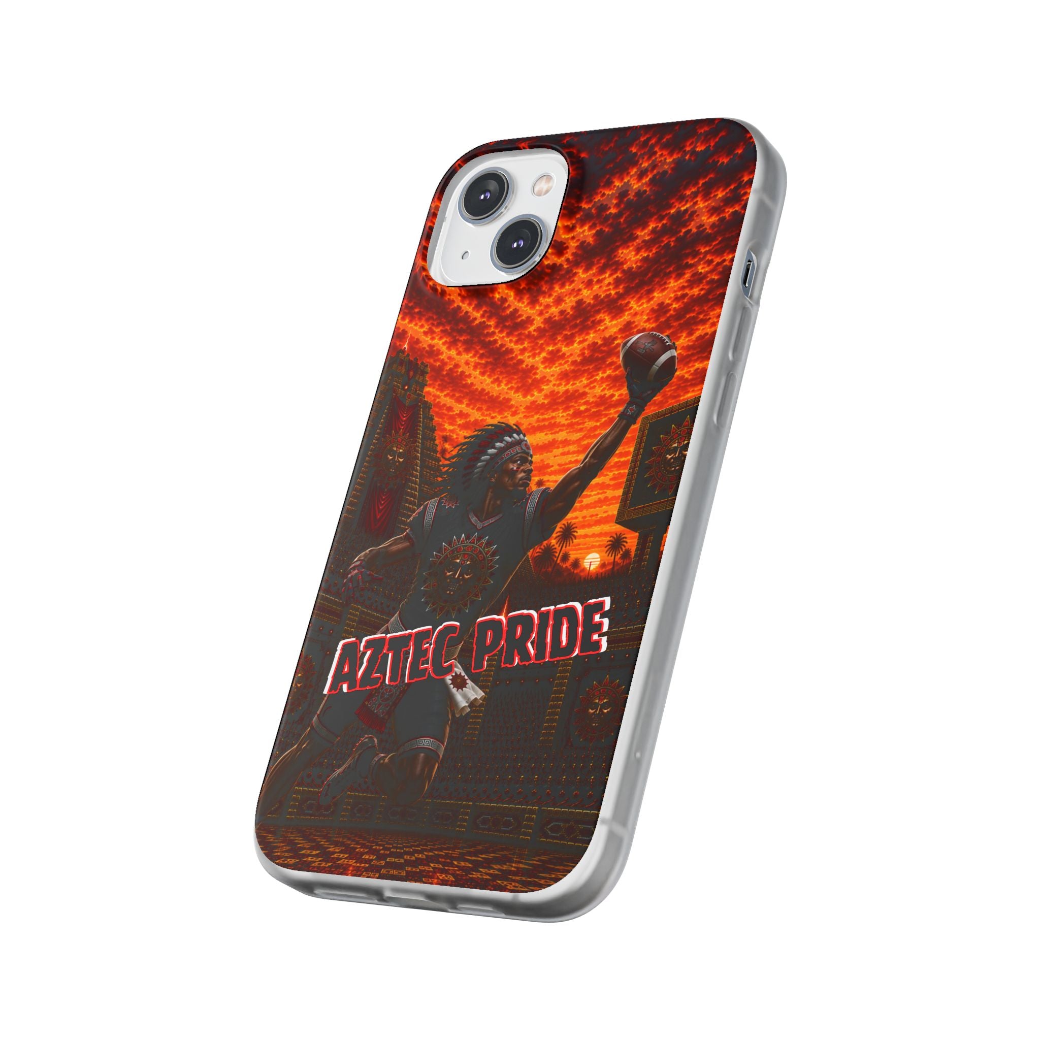 Aztec Football Warrior – Flexi Phone Case (iPhone & Samsung • Clear TPU • Made & Shipped in the USA • 🚚 FREE USA Shipping • Personalized Option)