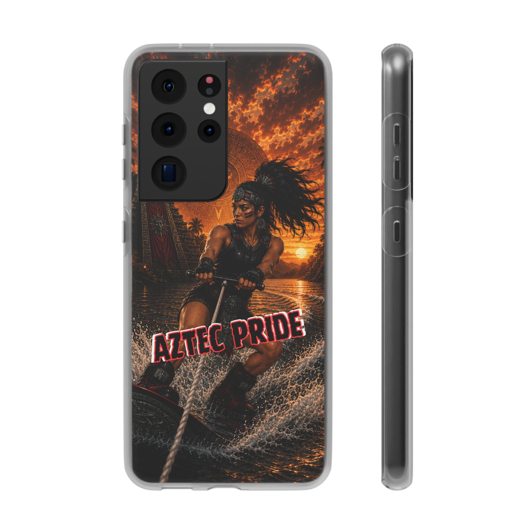 Aztec Wakeboard Female Warrior – Flexi Phone Case (iPhone & Samsung • Clear TPU • Made & Shipped in the USA • 🚚 FREE USA Shipping • Personalized Option)