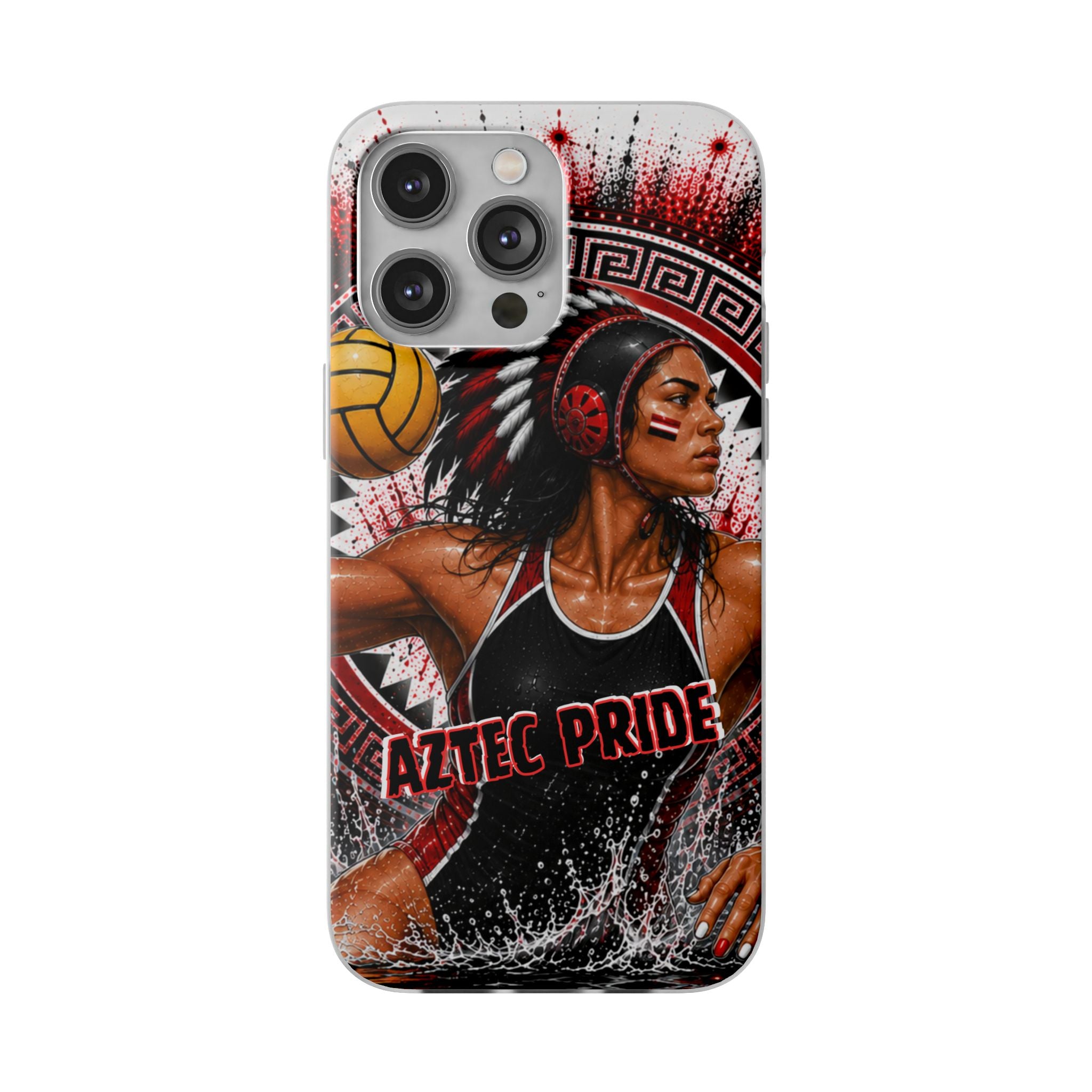 Aztec Water Polo Warrior – Flexi Phone Case (iPhone & Samsung • Clear TPU • Made in USA • Personalized Option)
