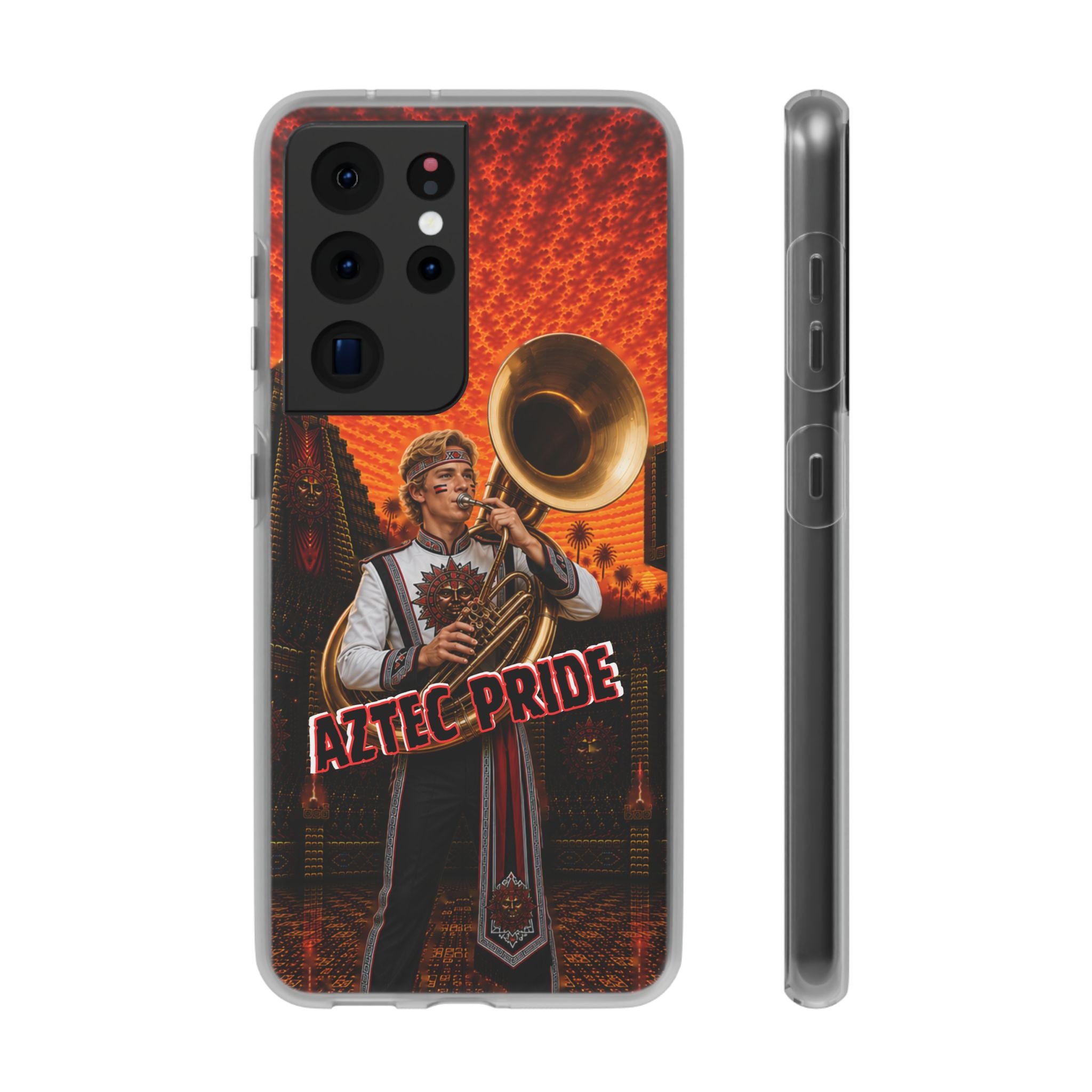 Aztec Band Warrior – Flexi Phone Case (iPhone & Samsung • Clear TPU • Made & Shipped in the USA • 🚚 FREE USA Shipping • Personalized Option)