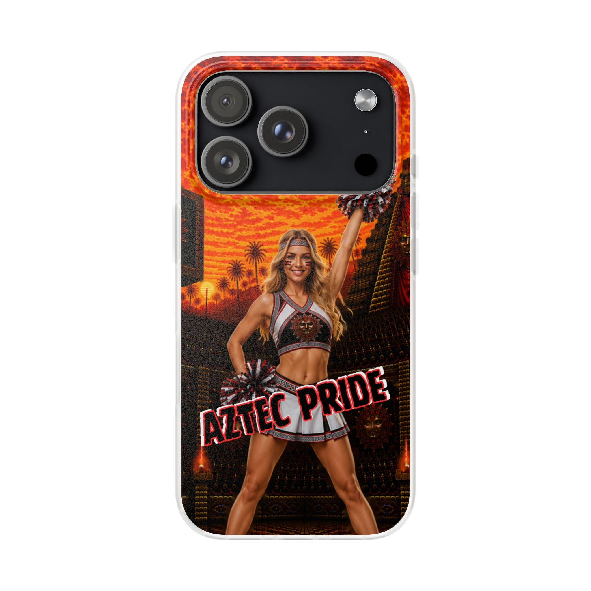Aztec Cheerleader Warrior – Flexi Phone Case (iPhone & Samsung • Clear TPU • Made & Shipped in the USA • 🚚 FREE USA Shipping • Personalized Option)