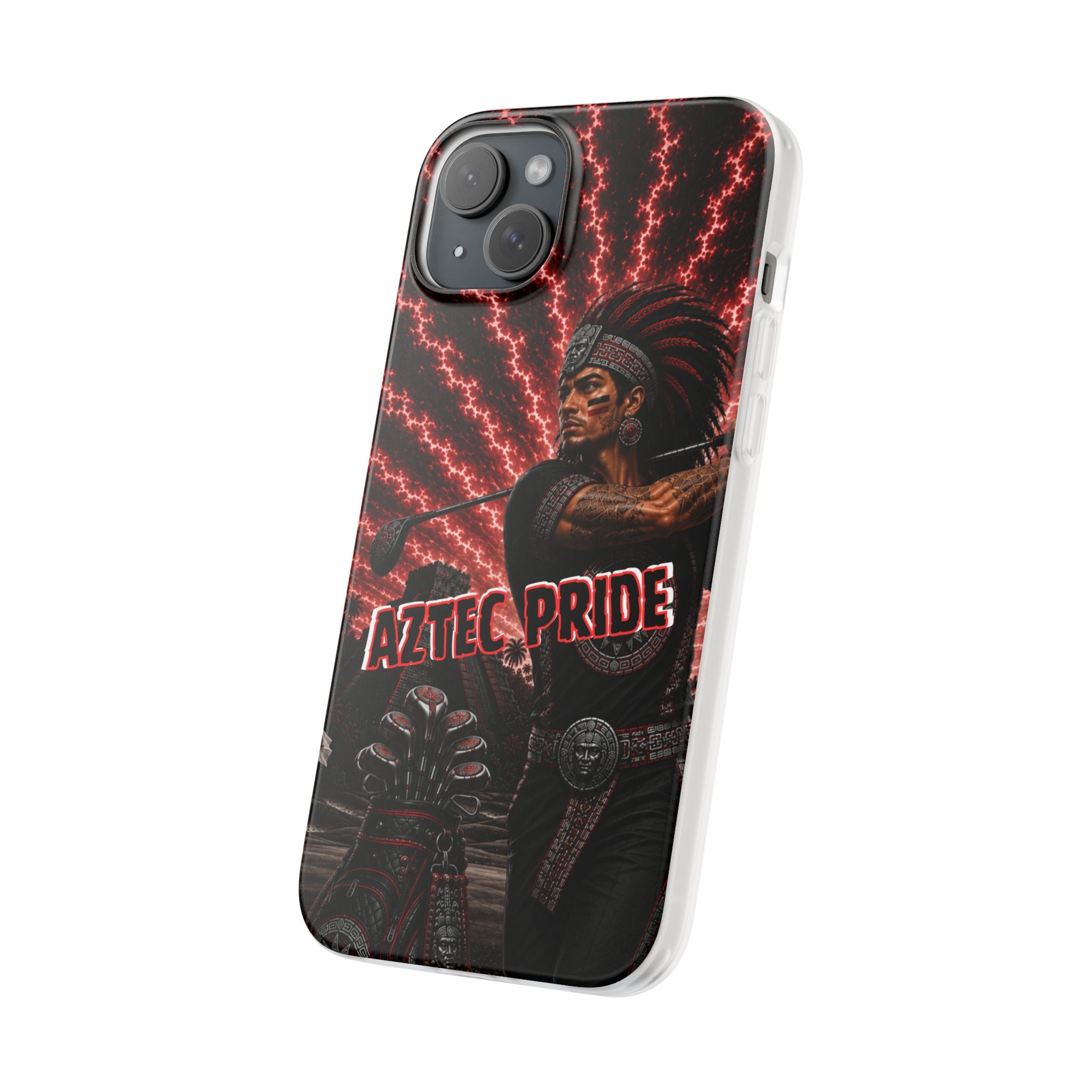 Aztec Golf Male Warrior – Flexi Phone Case (iPhone & Samsung • Clear TPU • Made & Shipped in the USA • 🚚 FREE USA Shipping • Personalized Option)