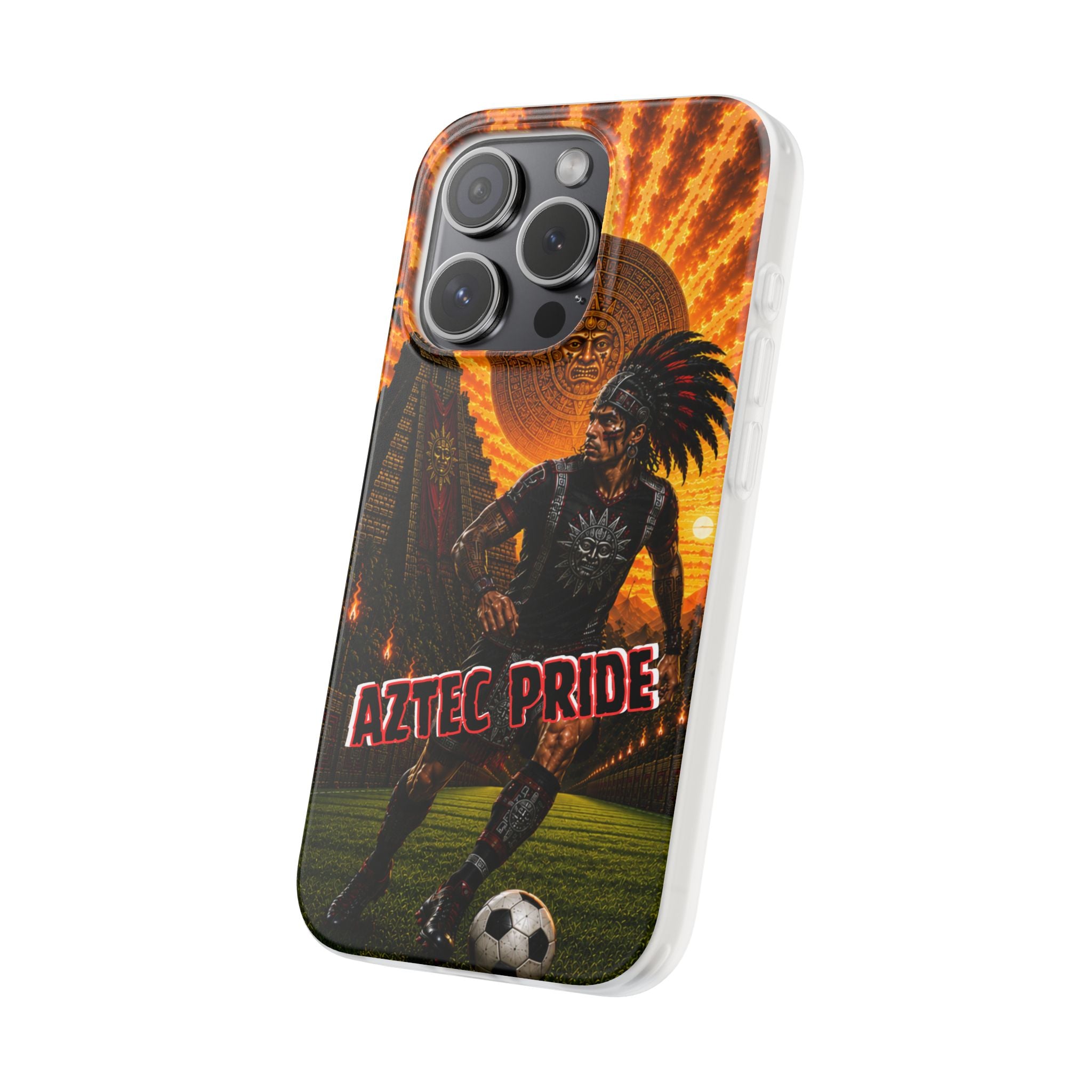 Aztec Soccer Male Warrior – Flexi Phone Case (iPhone & Samsung • Clear TPU • Made & Shipped in the USA • 🚚 FREE USA Shipping • Personalized Option)