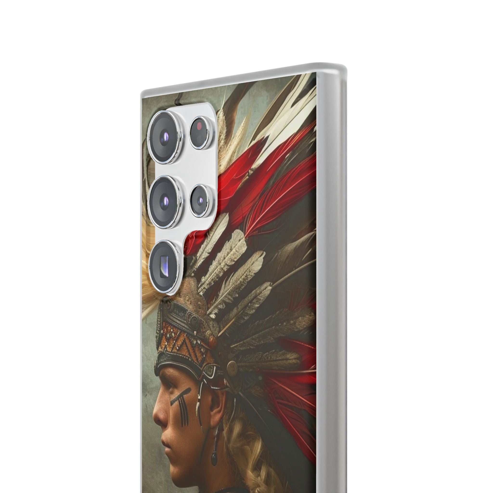 Aztec Storm Warrior – Flexi Phone Case (iPhone & Samsung • Clear TPU • Made in USA • Personalized Option)