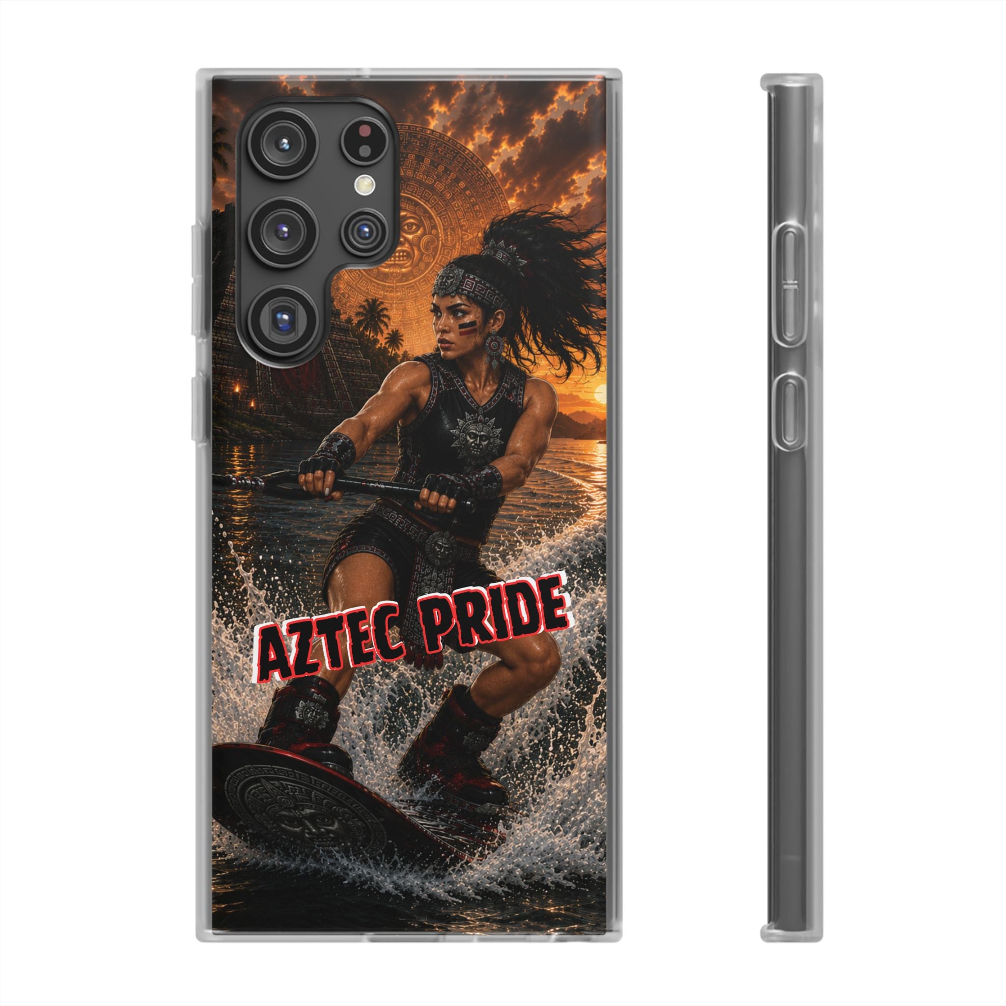 Aztec Wakeboard Female Warrior – Flexi Phone Case (iPhone & Samsung • Clear TPU • Made & Shipped in the USA • 🚚 FREE USA Shipping • Personalized Option)