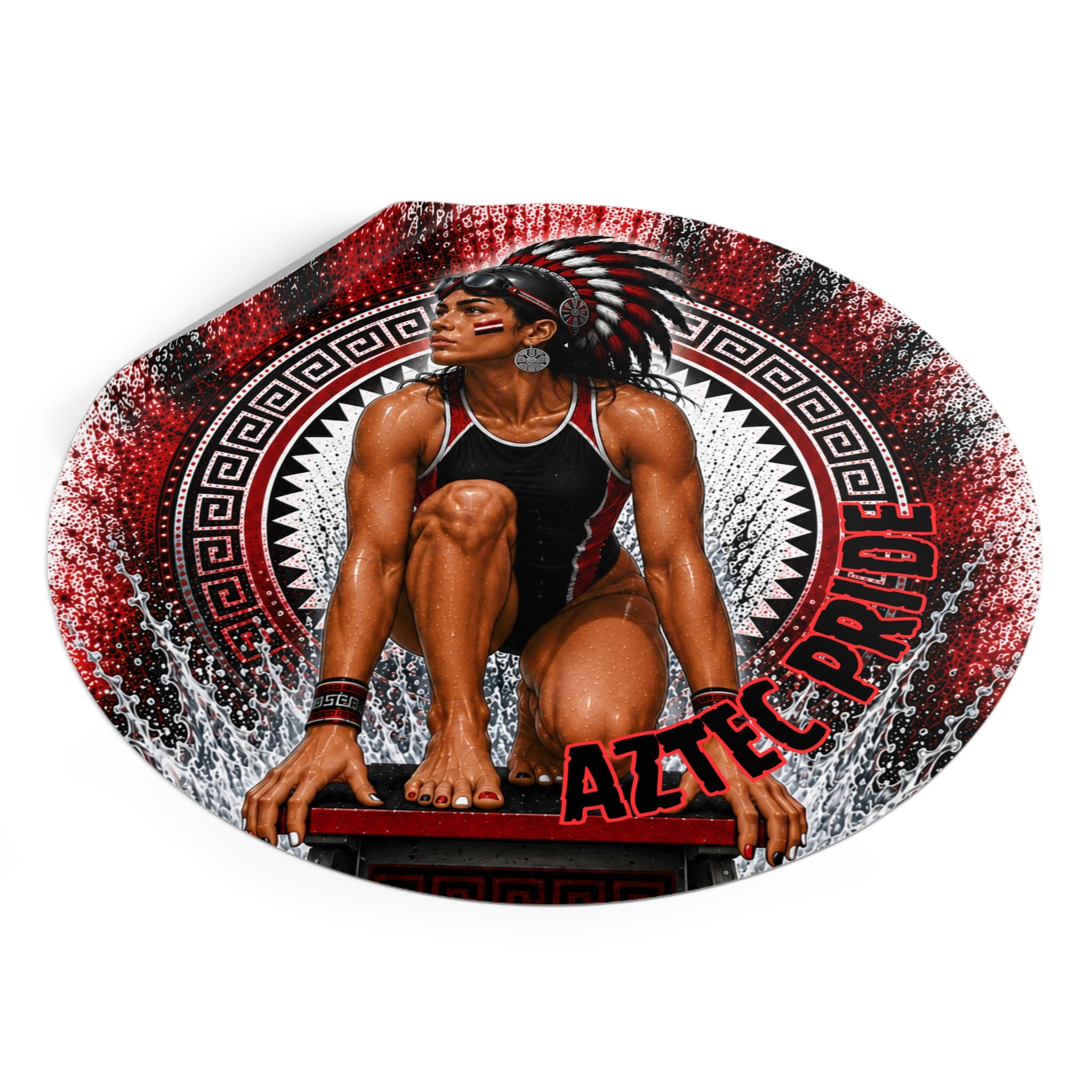 Aztec Swim & Dive Warrior Round Vinyl Sticker 2”–6” | Made & Shipped in the USA • 🚚 FREE USA Shipping • Personalized Option