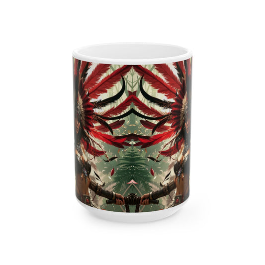 Aztec Blood Feather Goddess – Ceramic Mug (11oz, 15oz • Dishwasher & Microwave Safe • Made in USA • Personalized Option)