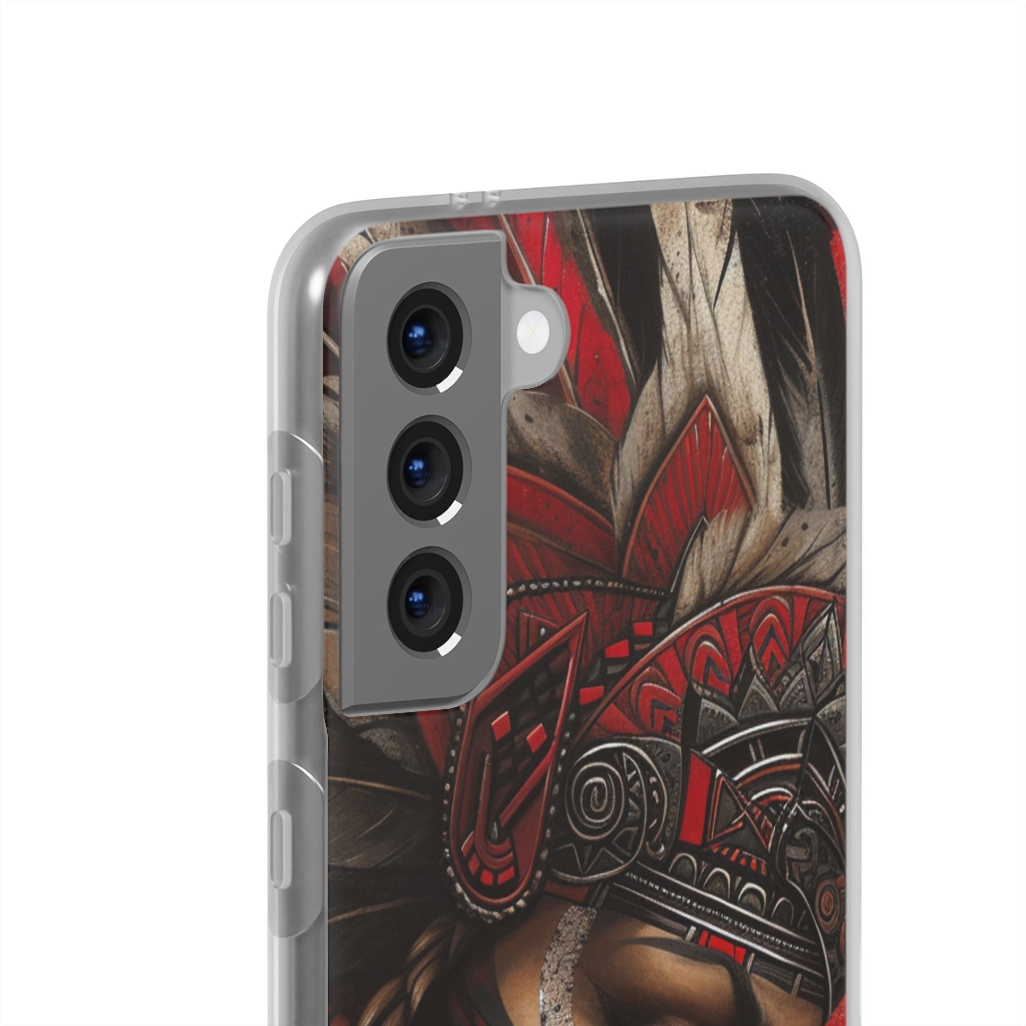 Aztec Sun Goddess – Flexi Phone Case (iPhone & Samsung • Clear TPU • Made in USA • Personalized Option)