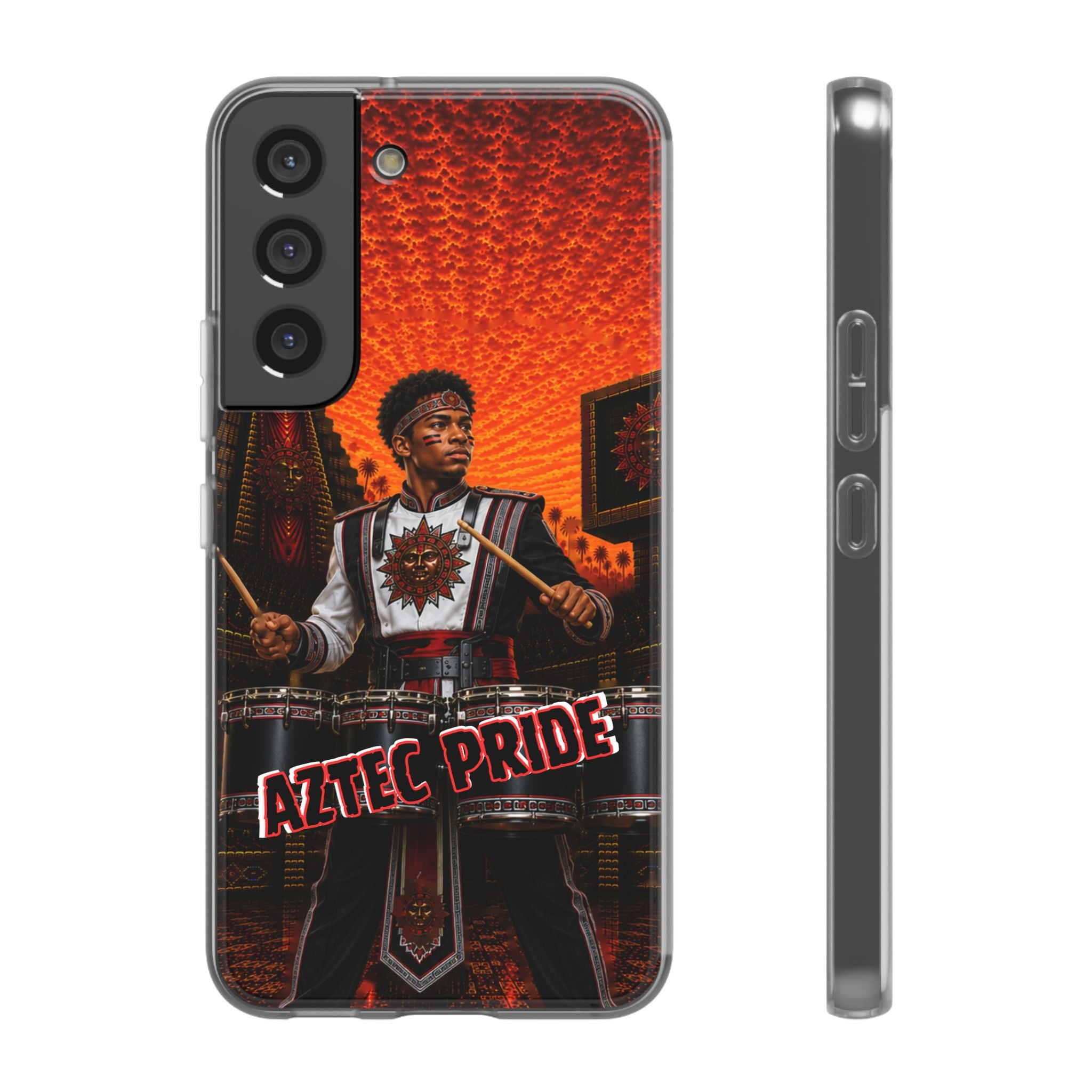 Aztec Band Warrior – Flexi Phone Case (iPhone & Samsung • Clear TPU • Made & Shipped in the USA • 🚚 FREE USA Shipping • Personalized Option)