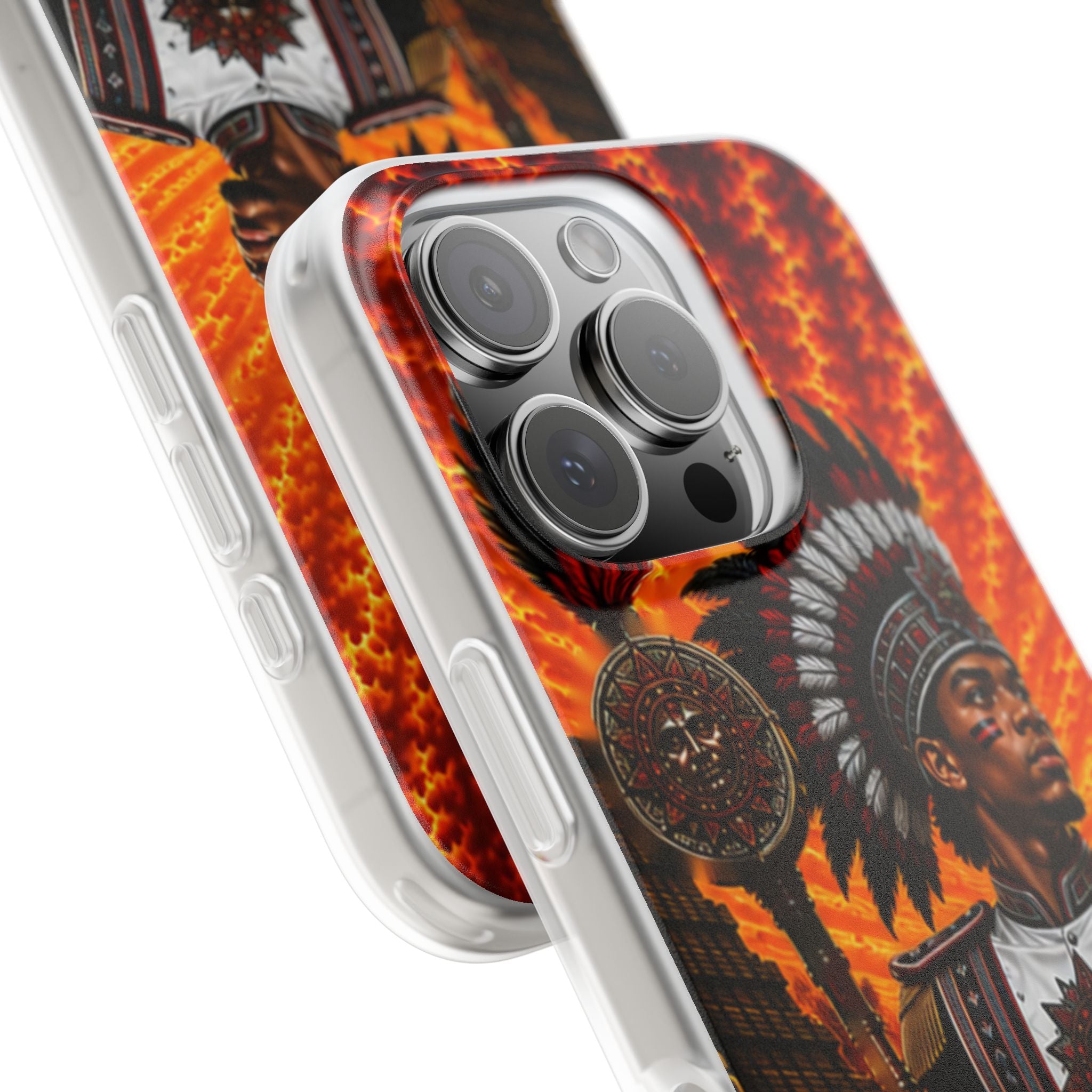 Aztec Drum Major Warrior – Flexi Phone Case (iPhone & Samsung • Clear TPU • Made & Shipped in the USA • 🚚 FREE USA Shipping • Personalized Option)