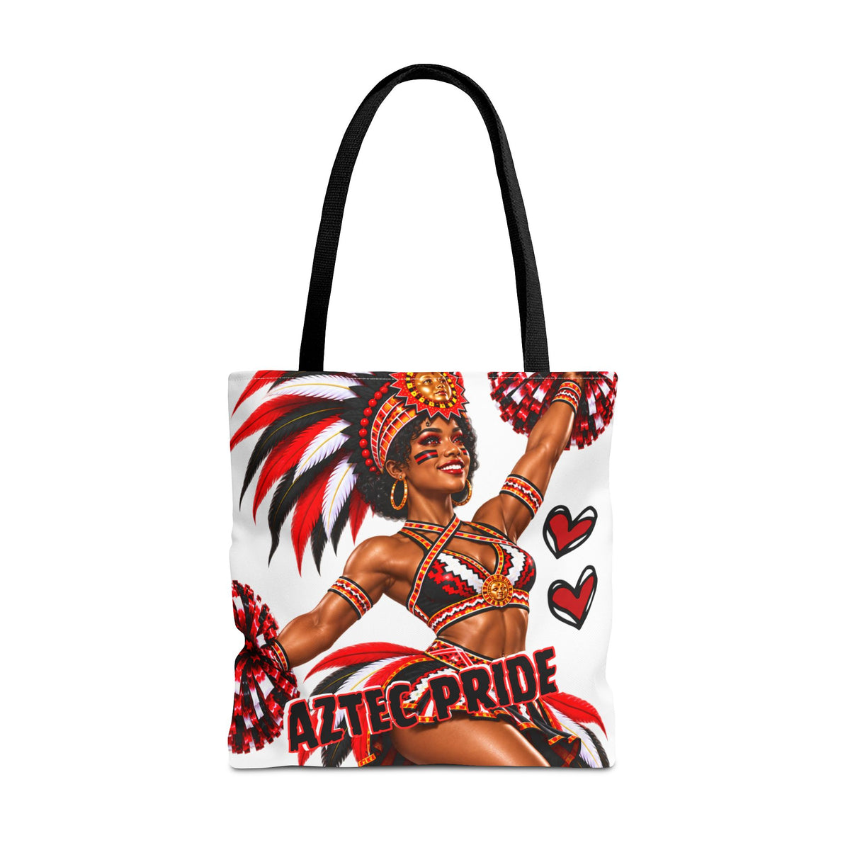 Aztec Cheerleader Warrior Tote Bag | Aztec-Inspired AI Art • Made & Shipped in the USA • 🚚 FREE USA Shipping • FREE Personalization
