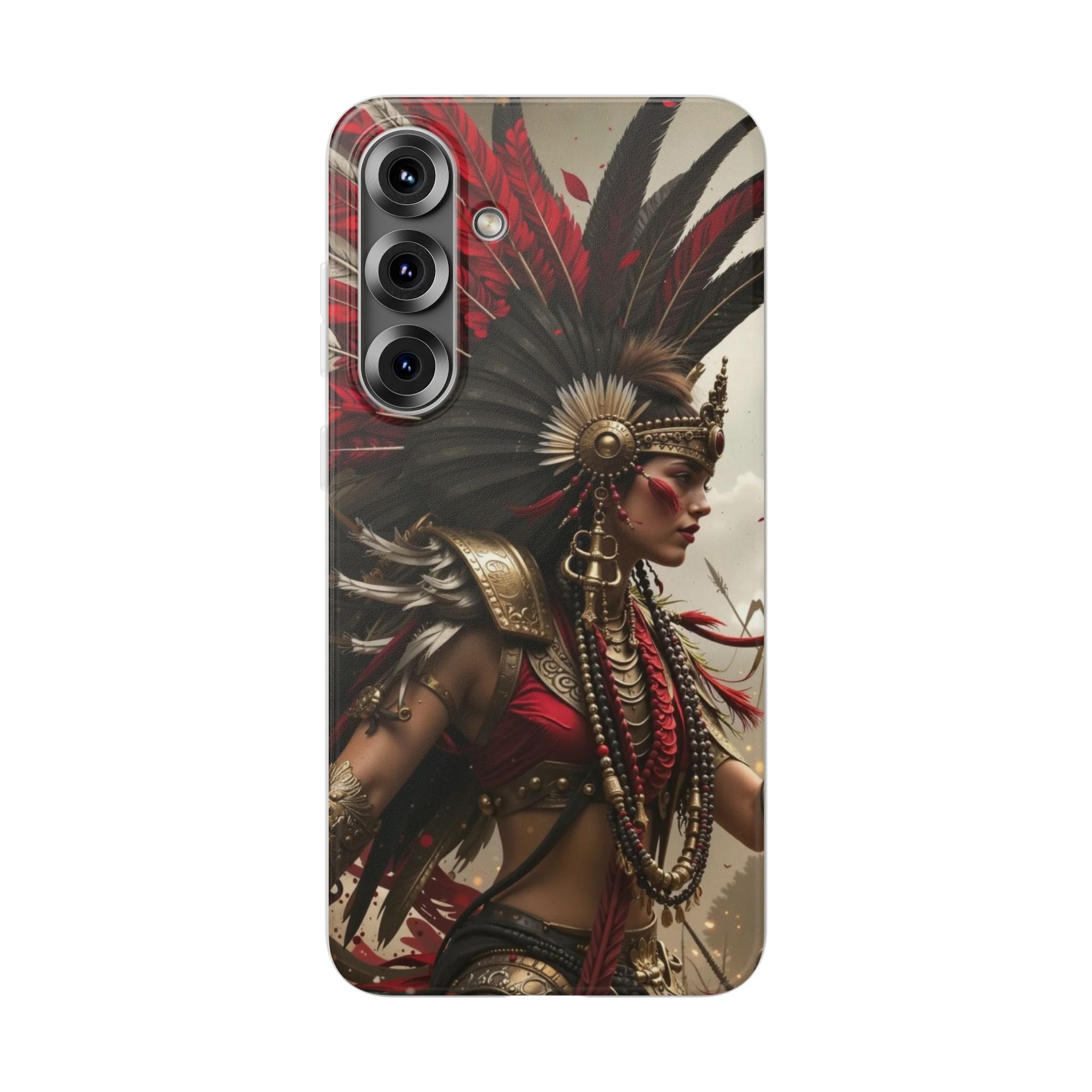 Aztec Warrior Queen – Flexi Phone Case (iPhone & Samsung • Clear TPU • Made in USA • Personalized Option)