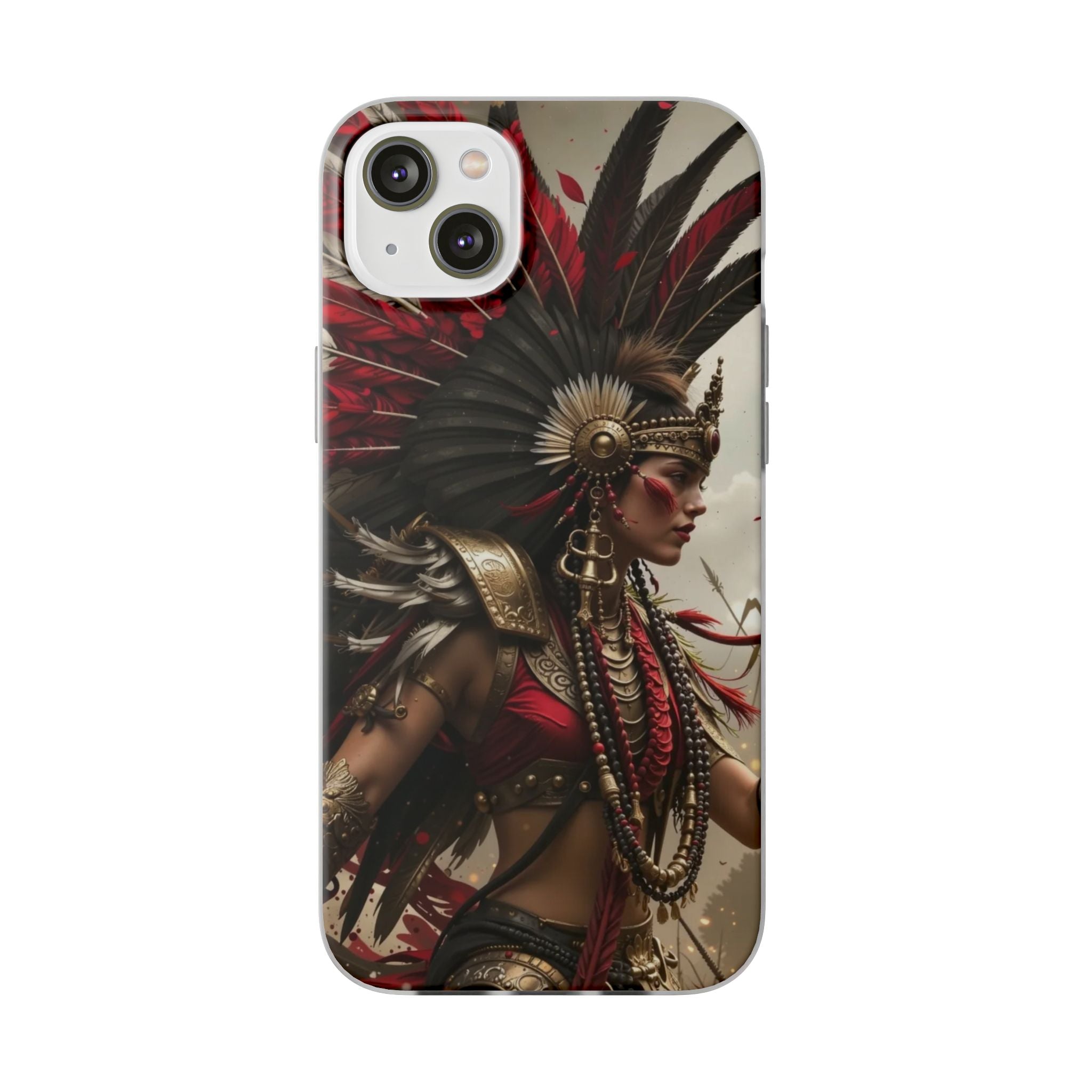 Aztec Warrior Queen – Flexi Phone Case (iPhone & Samsung • Clear TPU • Made in USA • Personalized Option)