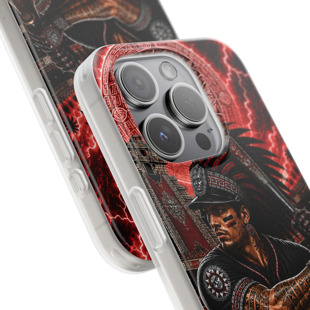 Aztec Baseball Warrior – Flexi Phone Case (iPhone & Samsung • Clear TPU • Made & Shipped in the USA • 🚚 FREE USA Shipping • Personalized Option)