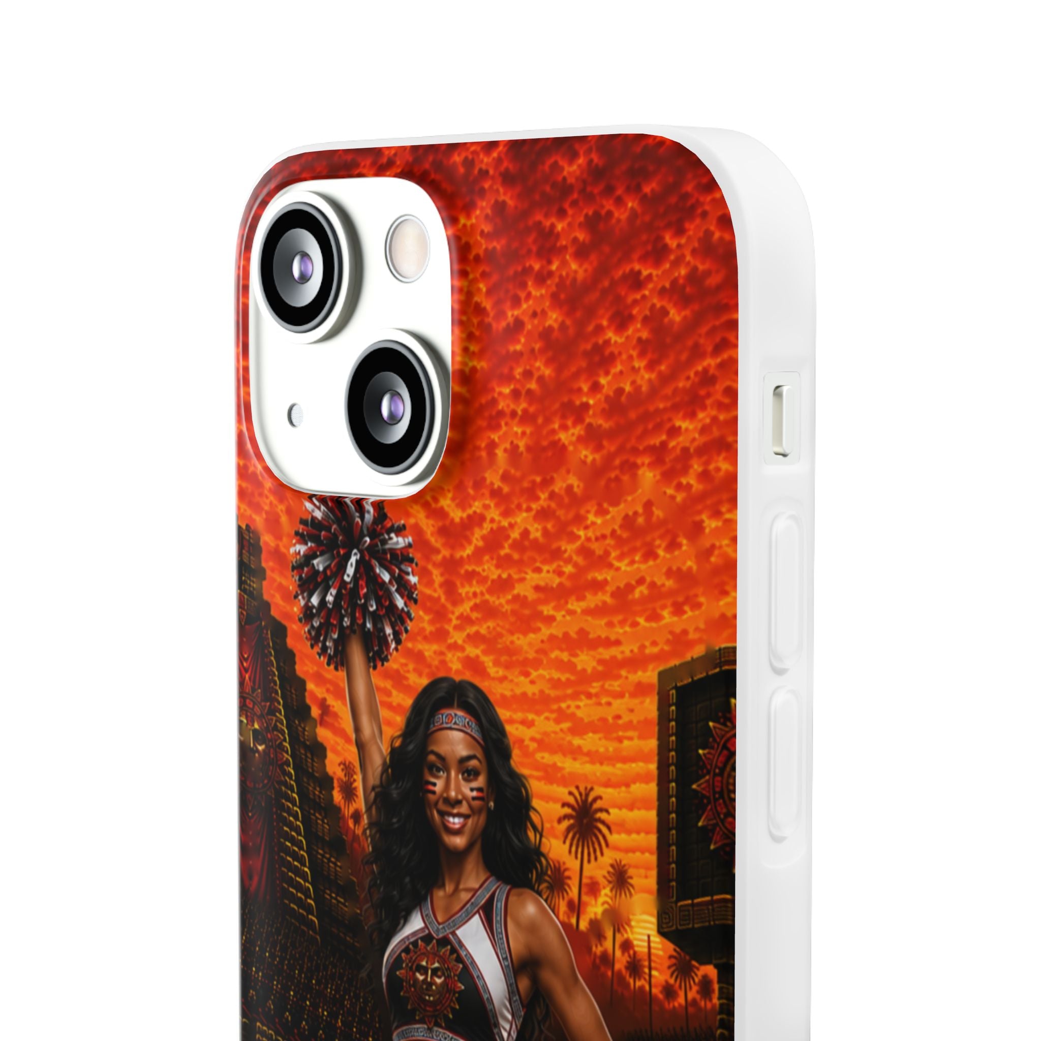 Aztec Cheerleader Warrior – Flexi Phone Case (iPhone & Samsung • Clear TPU • Made & Shipped in the USA • 🚚 FREE USA Shipping • Personalized Option)
