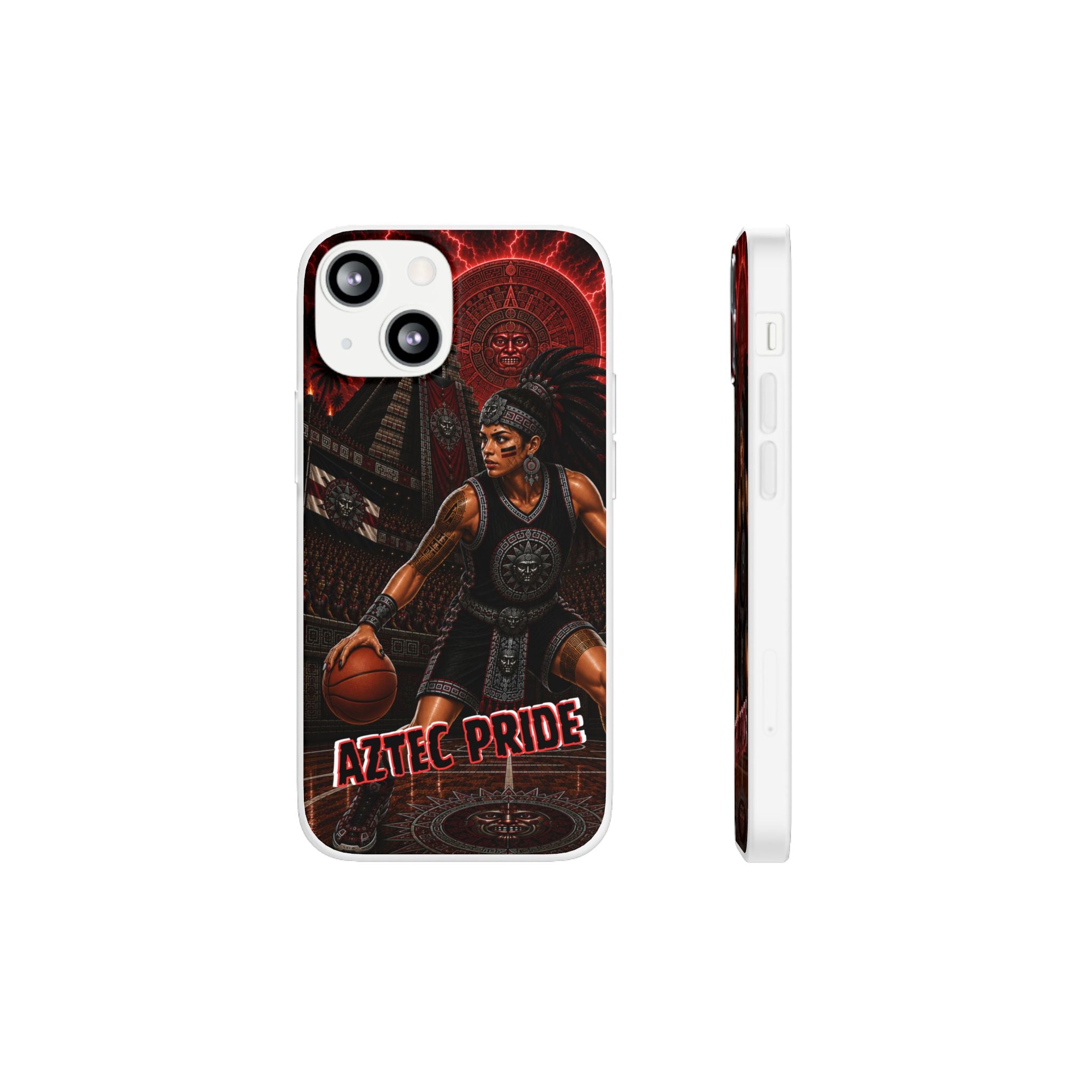 Aztec Basketball Female Warrior – Flexi Phone Case (iPhone & Samsung • Clear TPU • Made & Shipped in the USA • 🚚 FREE USA Shipping • Personalized Option)