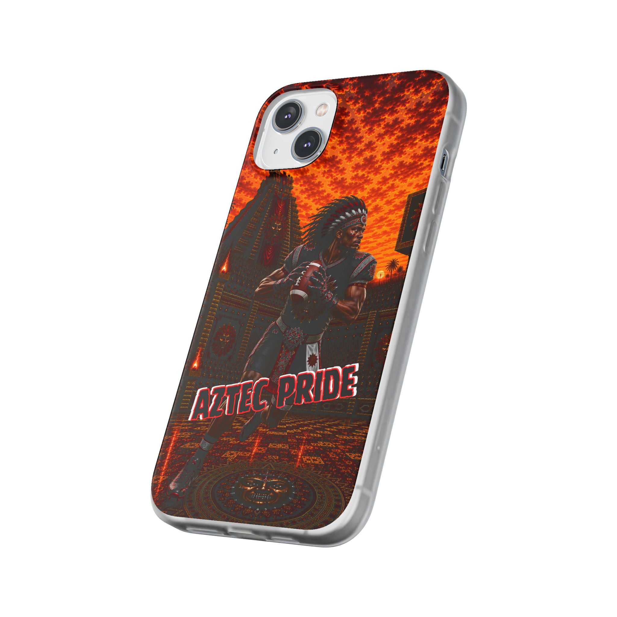 Aztec Football Warrior – Flexi Phone Case (iPhone & Samsung • Clear TPU • Made & Shipped in the USA • 🚚 FREE USA Shipping • Personalized Option)