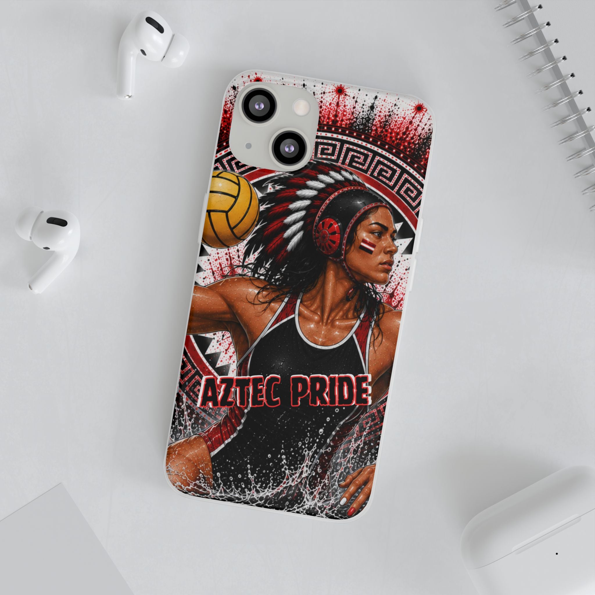 Aztec Water Polo Warrior – Flexi Phone Case (iPhone & Samsung • Clear TPU • Made in USA • Personalized Option)