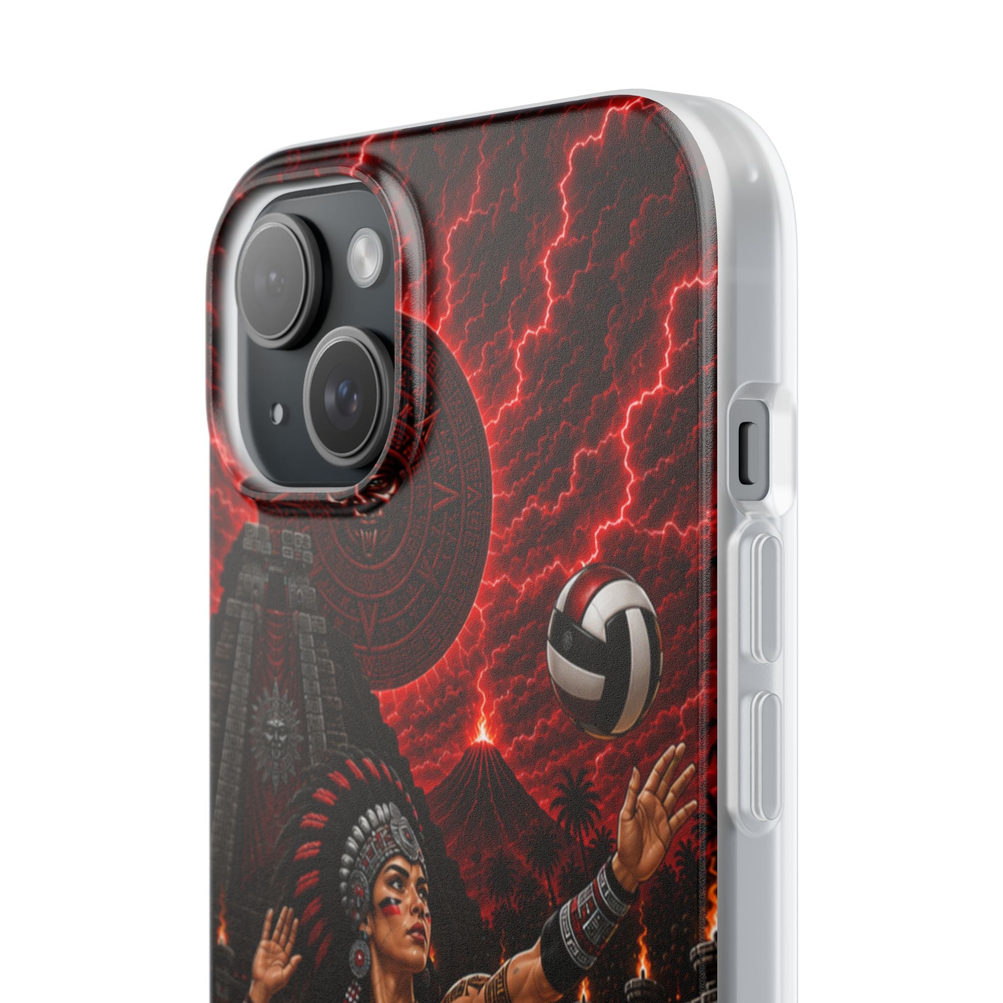 Aztec Volleyball Warrior – Flexi Phone Case (iPhone & Samsung • Clear TPU • Made & Shipped in the USA • 🚚 FREE USA Shipping • Personalized Option)