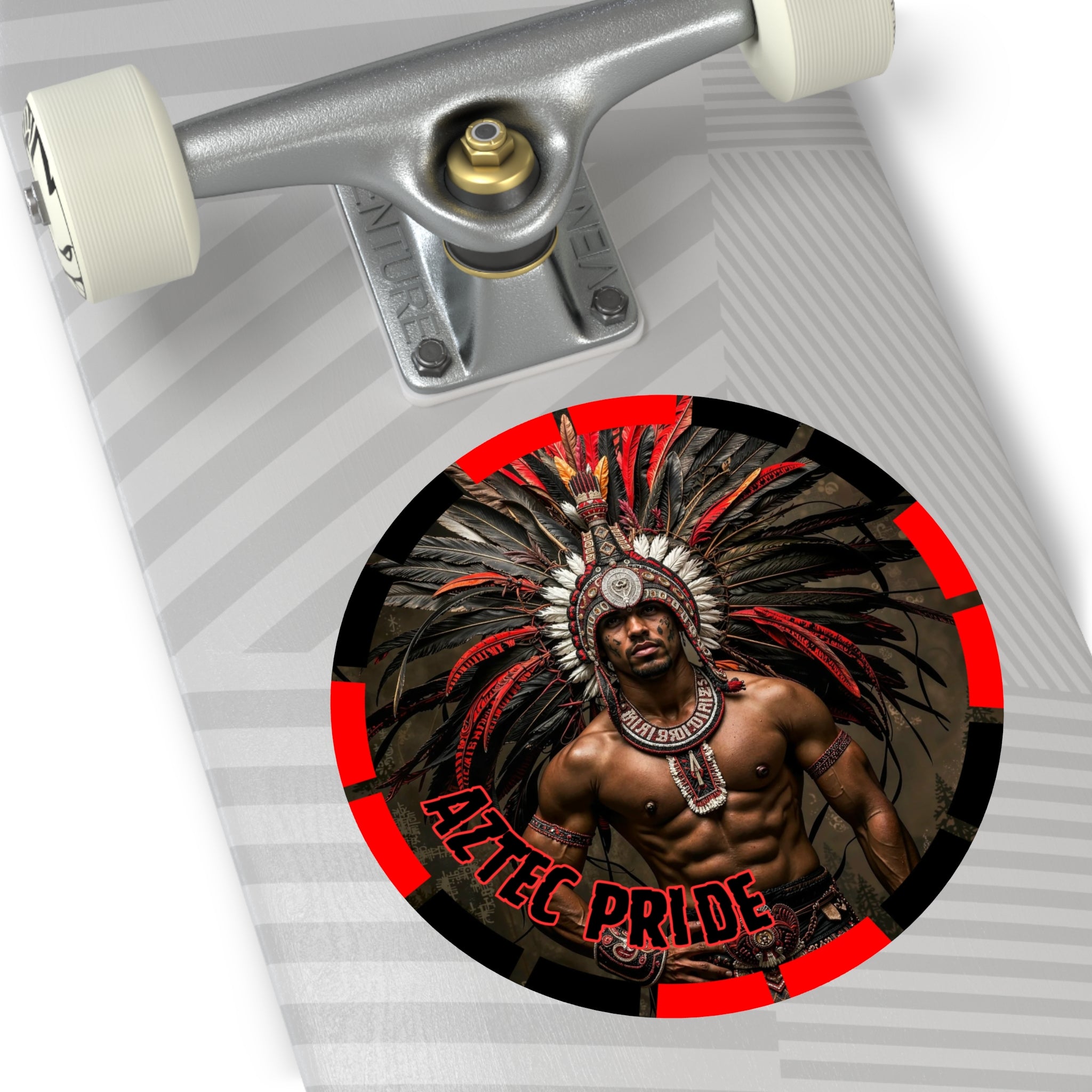 Aztec Warrior Eagle Round Vinyl Sticker – Waterproof Matte Decal (2”–6”)
