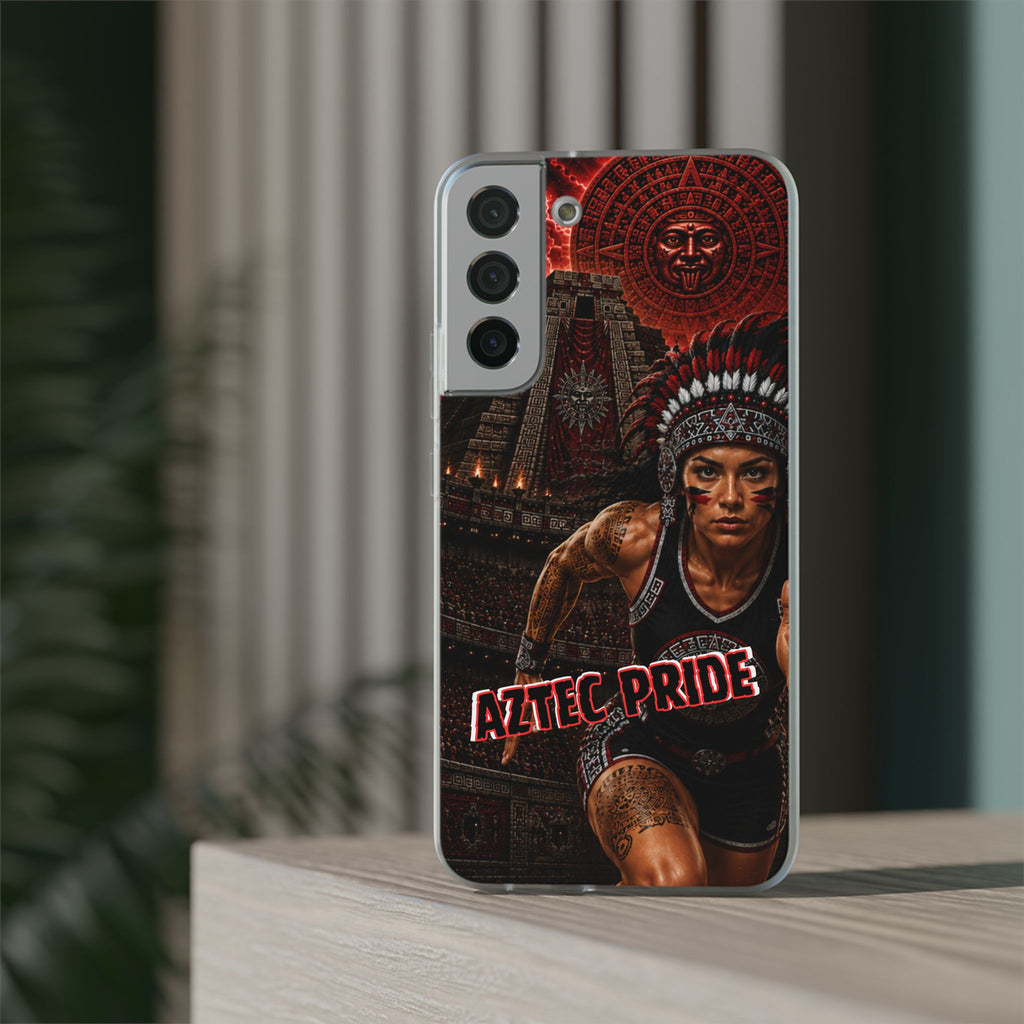 Aztec Track & Field Female Warrior – Flexi Phone Case (iPhone & Samsung • Clear TPU • Made & Shipped in the USA • 🚚 FREE USA Shipping • Personalized Option)