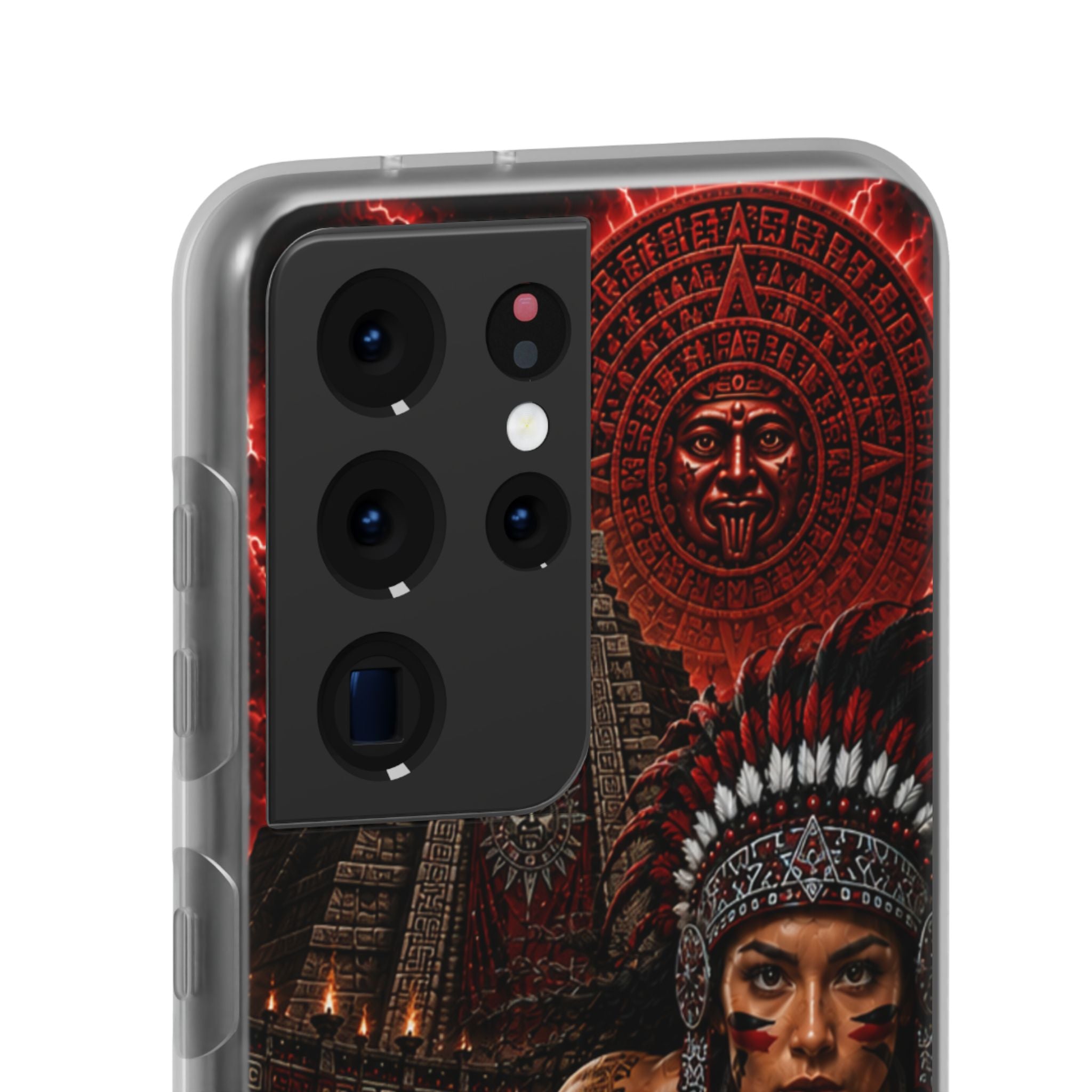 Aztec Track & Field Female Warrior – Flexi Phone Case (iPhone & Samsung • Clear TPU • Made & Shipped in the USA • 🚚 FREE USA Shipping • Personalized Option)