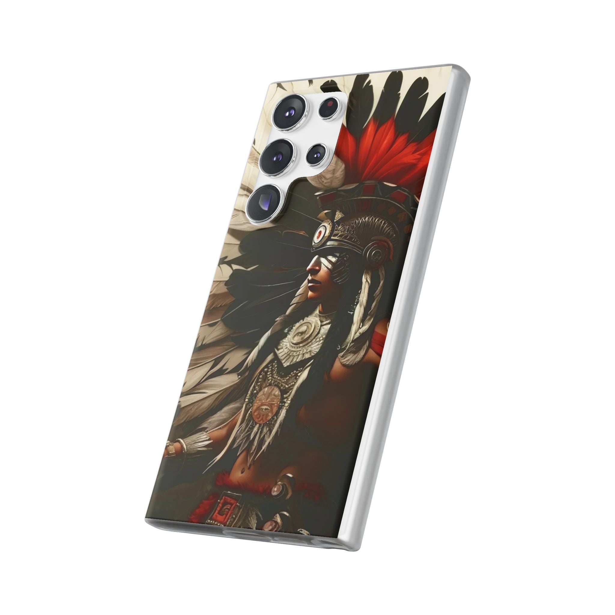 Aztec Fierce Warrior – Flexi Phone Case (iPhone & Samsung • Clear TPU • Made in USA • Personalized Option)