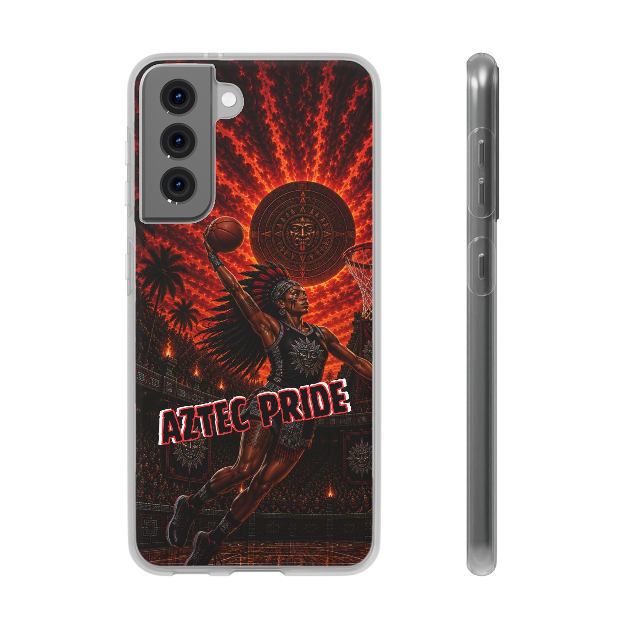 Aztec Basketball Female Warrior – Flexi Phone Case (iPhone & Samsung • Clear TPU • Made & Shipped in the USA • 🚚 FREE USA Shipping • Personalized Option)