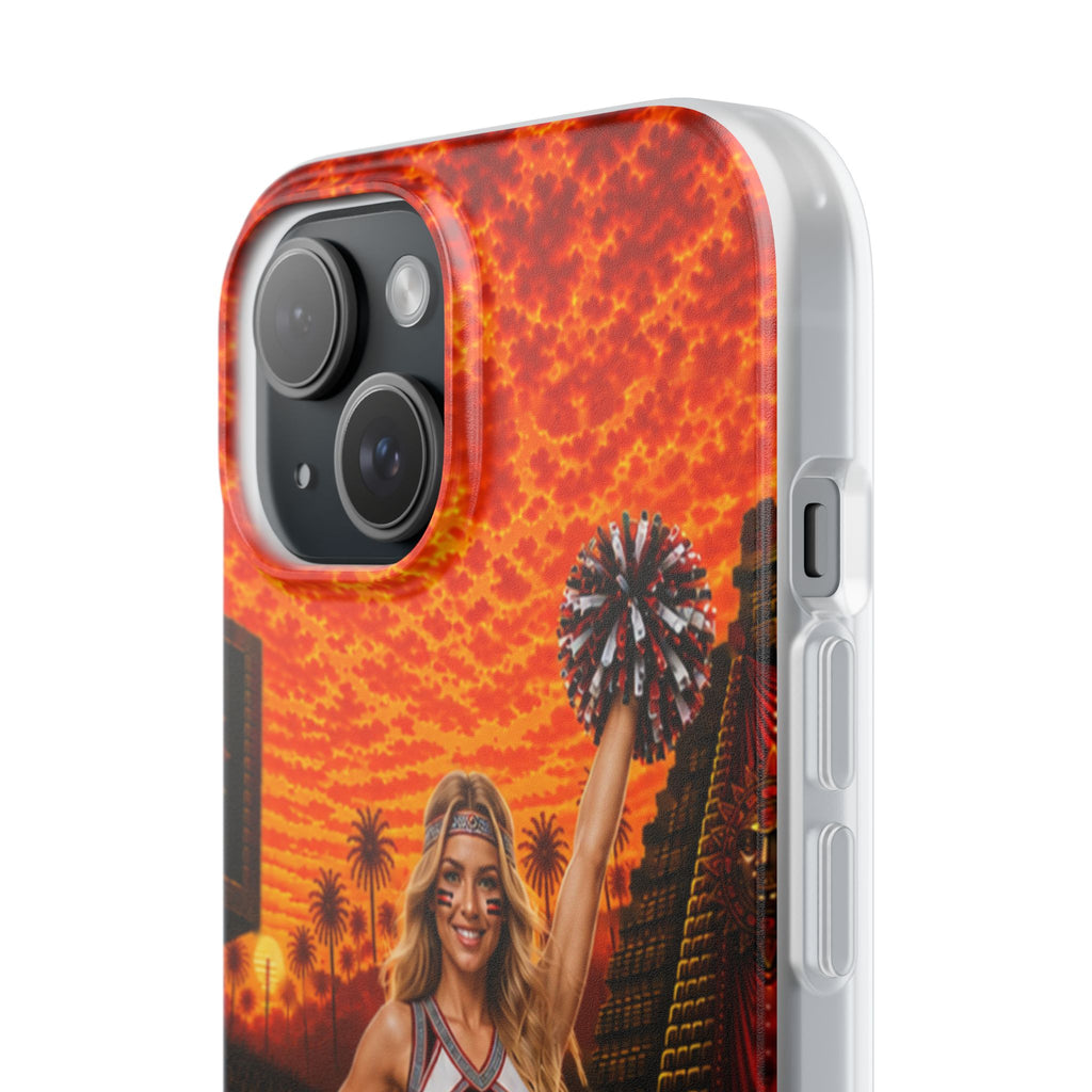 Aztec Cheerleader Warrior – Flexi Phone Case (iPhone & Samsung • Clear TPU • Made & Shipped in the USA • 🚚 FREE USA Shipping • Personalized Option)