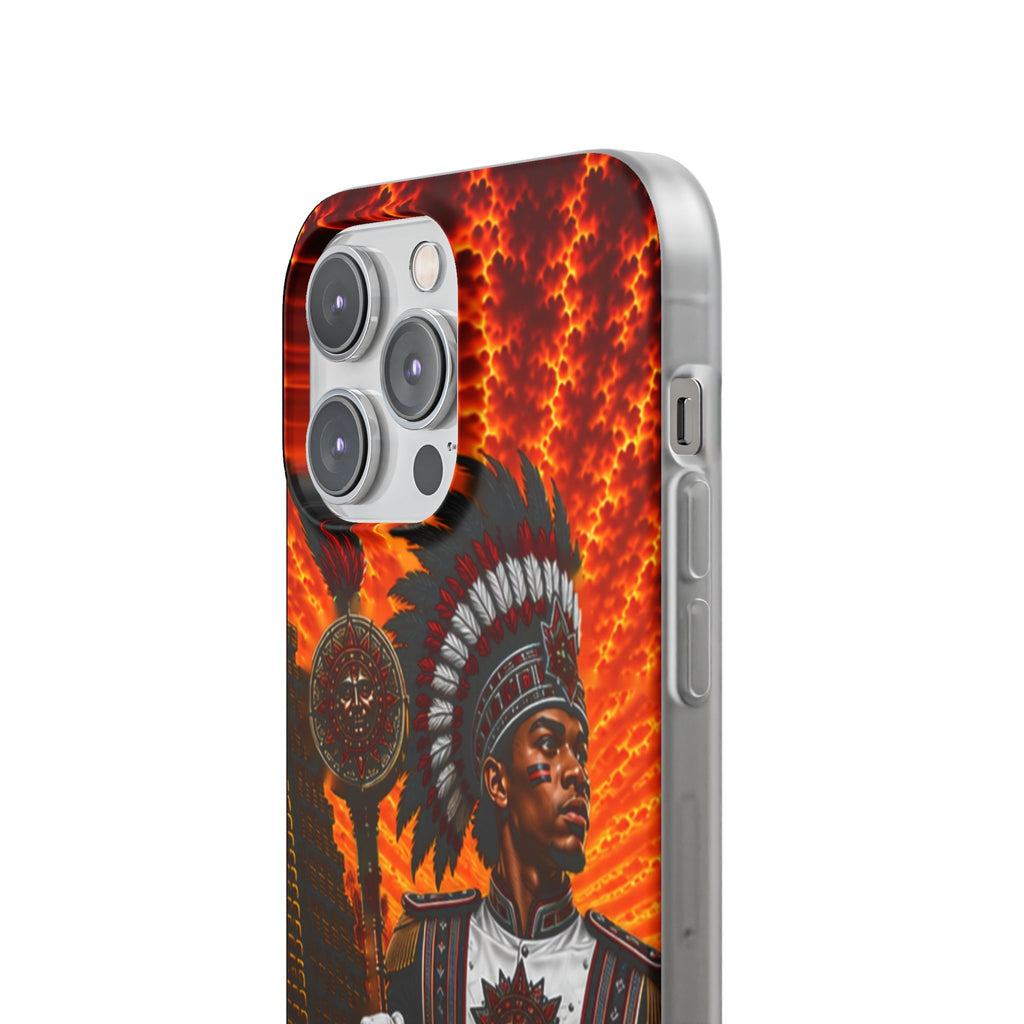 Aztec Drum Major Warrior – Flexi Phone Case (iPhone & Samsung • Clear TPU • Made & Shipped in the USA • 🚚 FREE USA Shipping • Personalized Option)