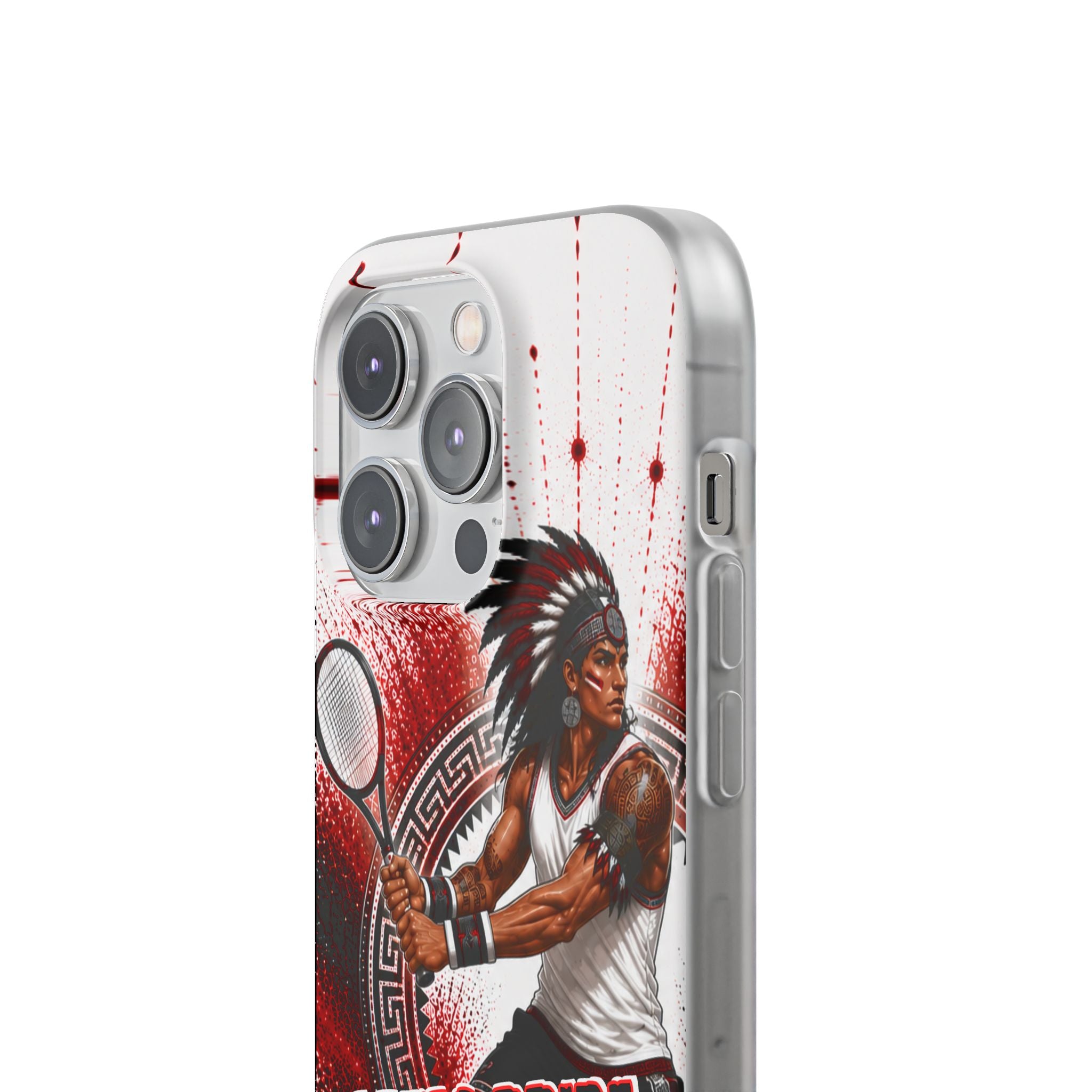 Aztec Tennis Male Warrior – Flexi Phone Case (iPhone & Samsung • Clear TPU • Made & Shipped in the USA • 🚚 FREE USA Shipping • Personalized Option)