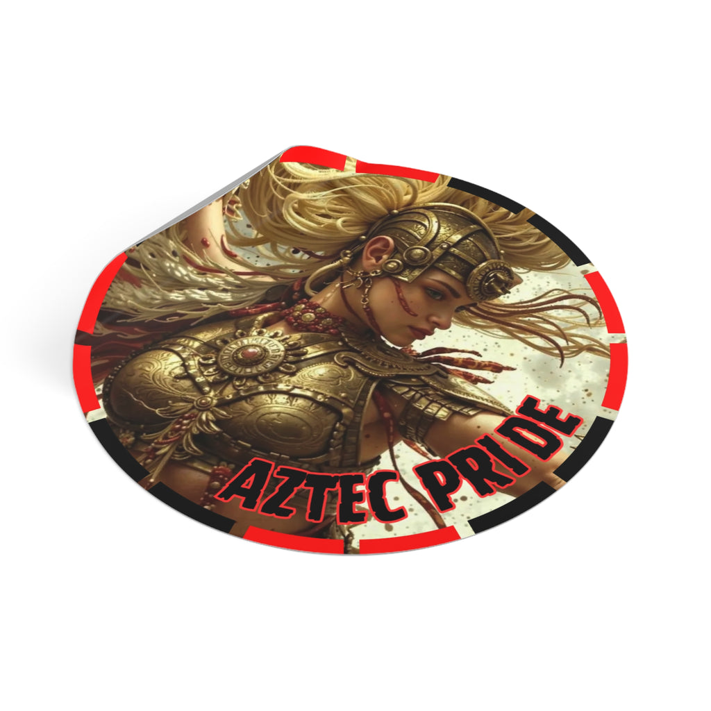 Aztec Iron Queen Round Vinyl Sticker – Waterproof Matte Decal (2”–6”)