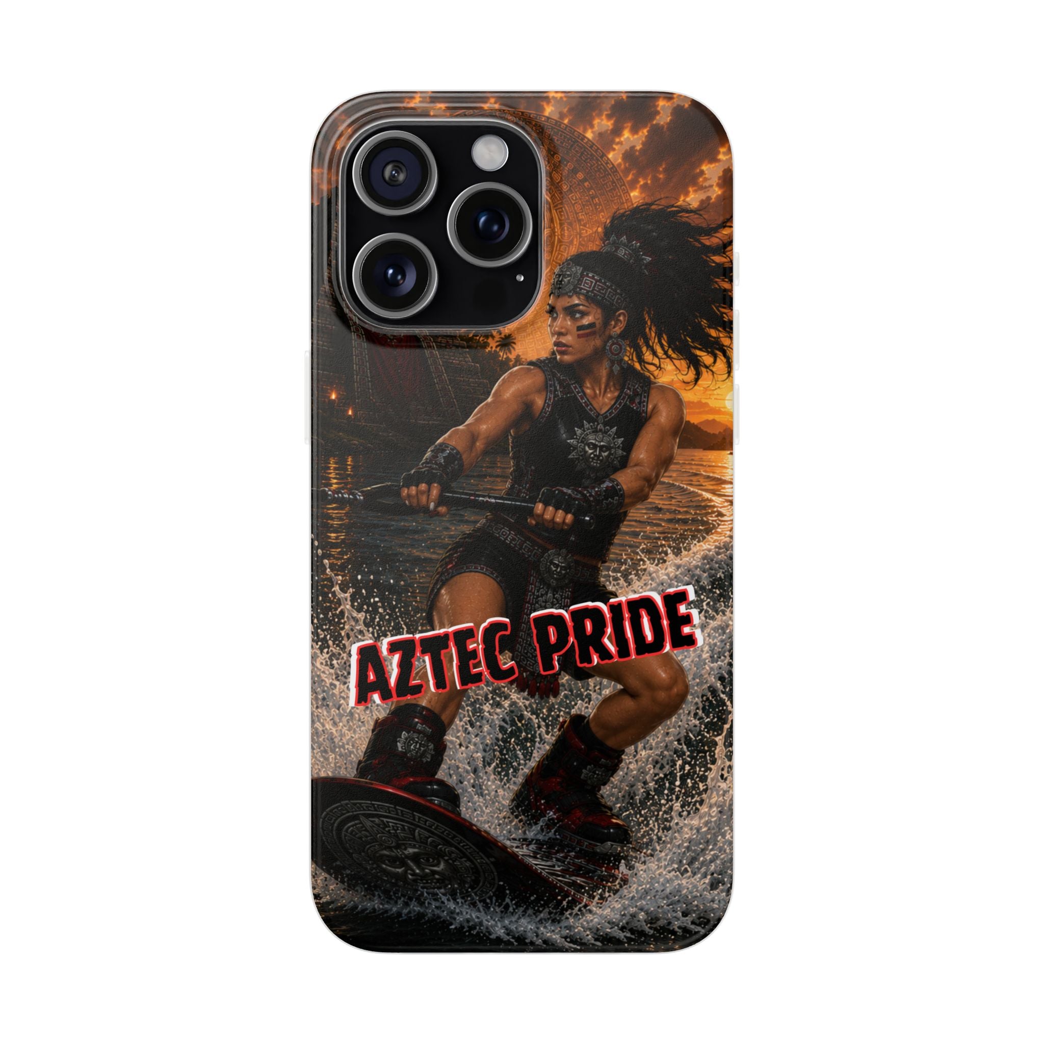 Aztec Wakeboard Female Warrior – Flexi Phone Case (iPhone & Samsung • Clear TPU • Made & Shipped in the USA • 🚚 FREE USA Shipping • Personalized Option)