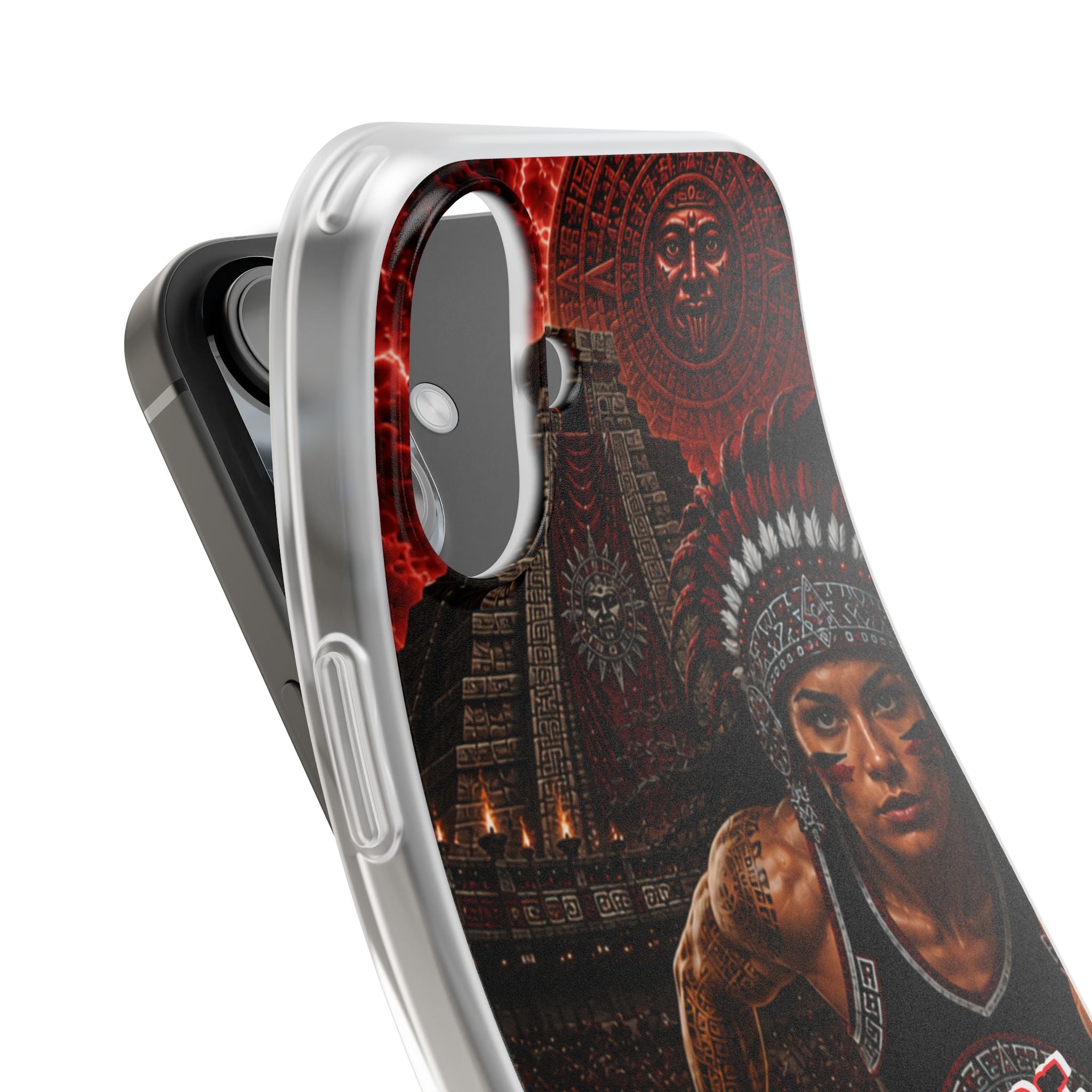 Aztec Track & Field Female Warrior – Flexi Phone Case (iPhone & Samsung • Clear TPU • Made & Shipped in the USA • 🚚 FREE USA Shipping • Personalized Option)
