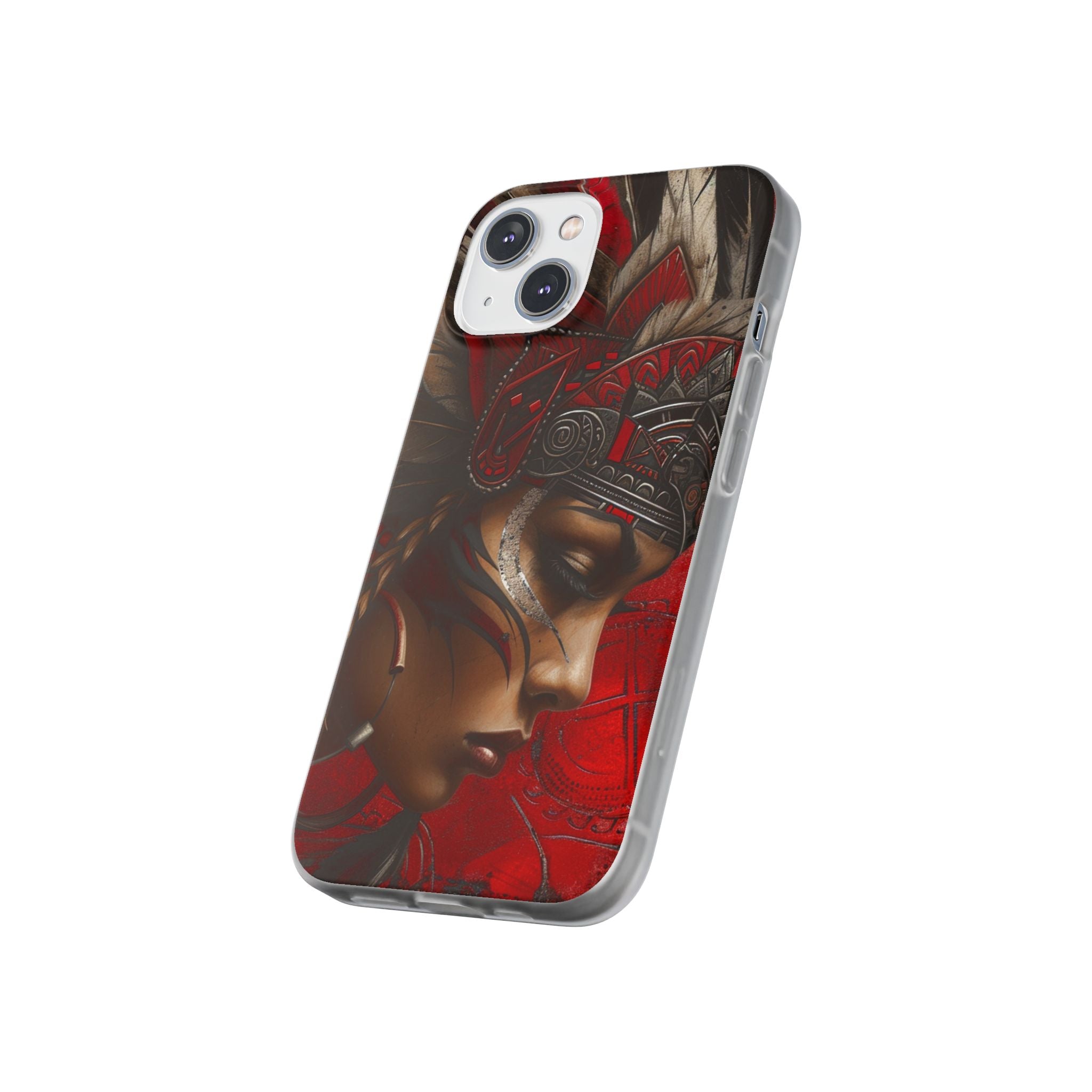 Aztec Sun Goddess – Flexi Phone Case (iPhone & Samsung • Clear TPU • Made in USA • Personalized Option)