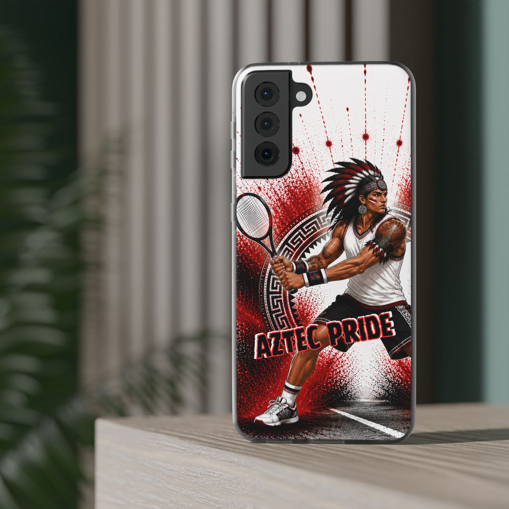 Aztec Tennis Male Warrior – Flexi Phone Case (iPhone & Samsung • Clear TPU • Made & Shipped in the USA • 🚚 FREE USA Shipping • Personalized Option)