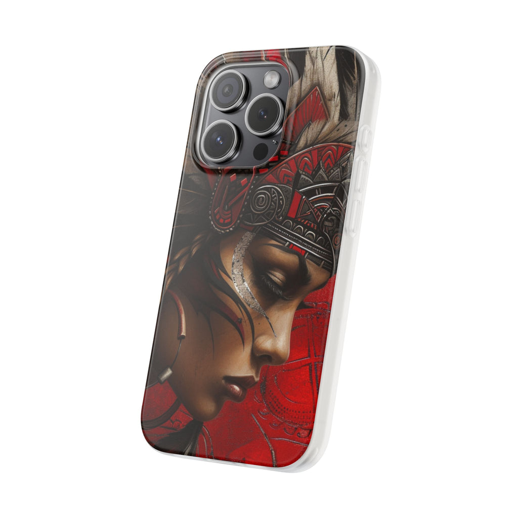 Aztec Sun Goddess – Flexi Phone Case (iPhone & Samsung • Clear TPU • Made in USA • Personalized Option)