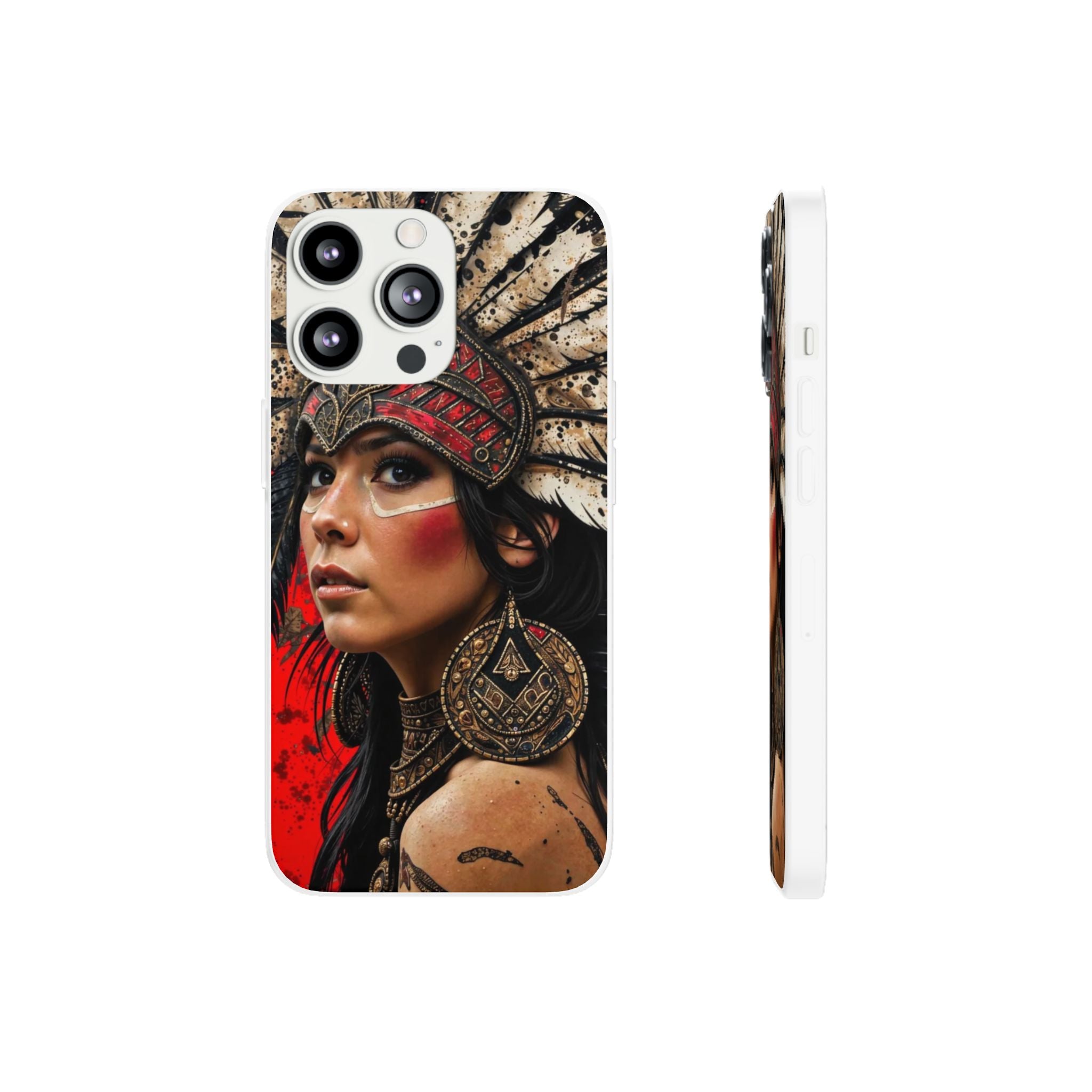 Aztec Moon Goddess – Flexi Phone Case (iPhone & Samsung • Clear TPU • Made in USA • Personalized Option)