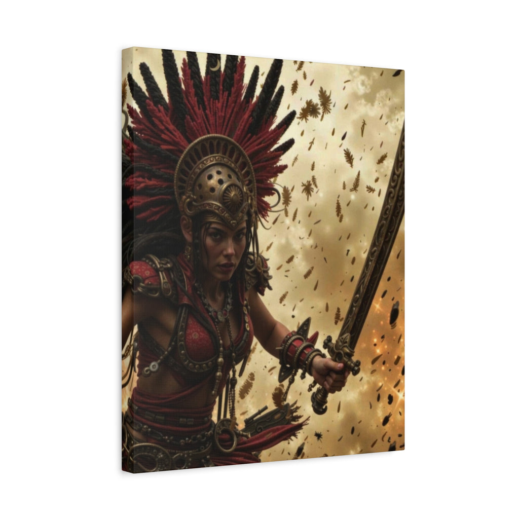 Aztec Bloodwar Queen – Bold Aztec Wall Art Canvas